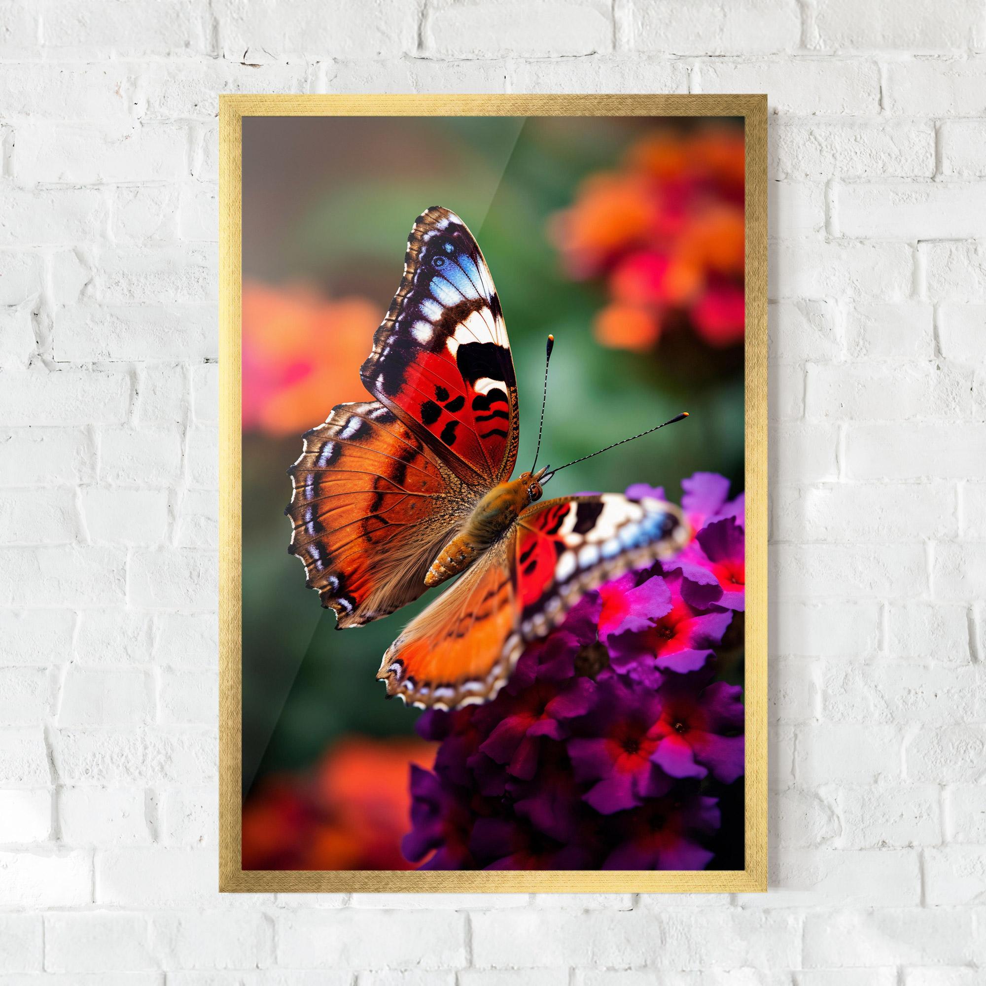 Plakat w Ramie Red Blue Butterfly mockup 0