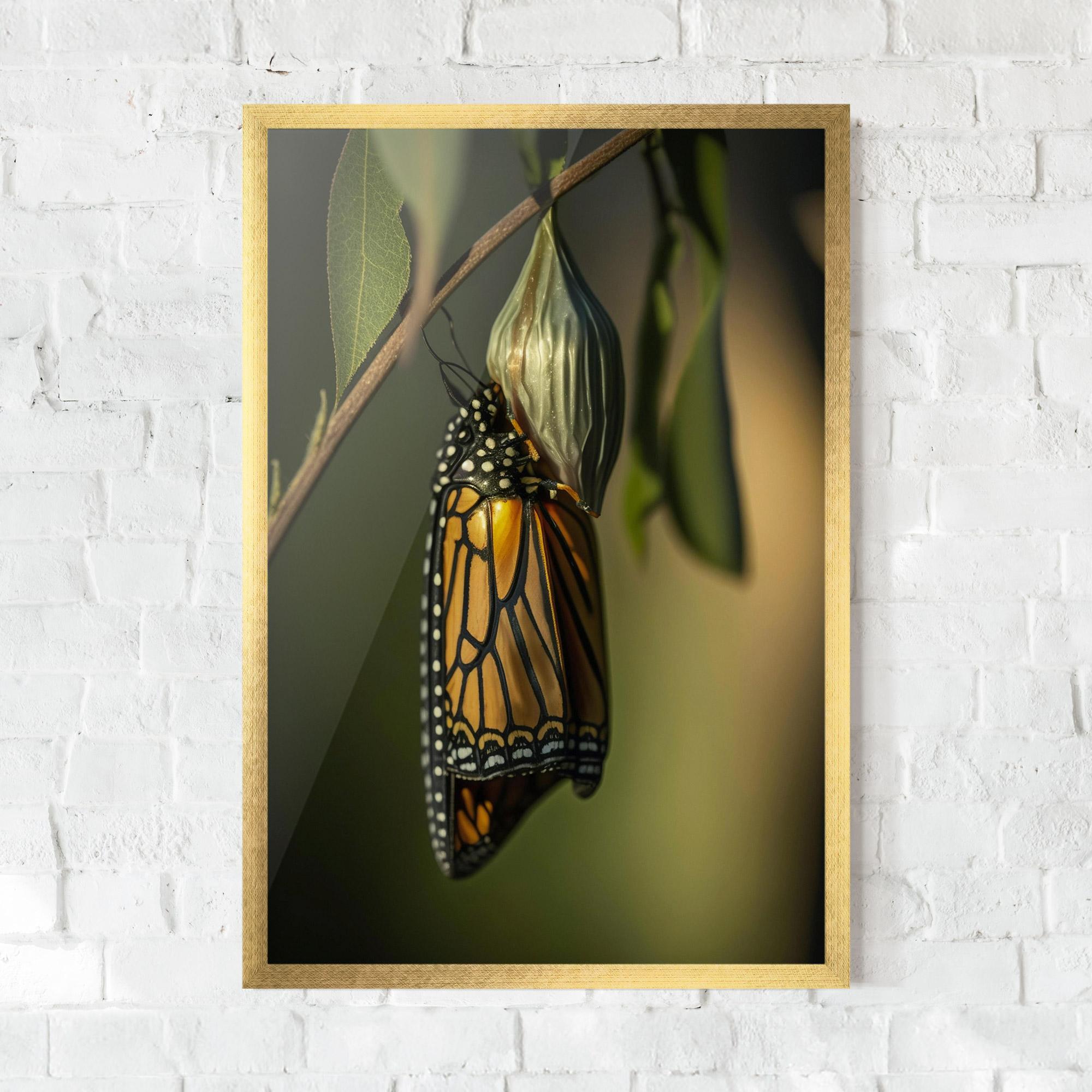 Plakat w Ramie Yellow Black Butterfly mockup 0
