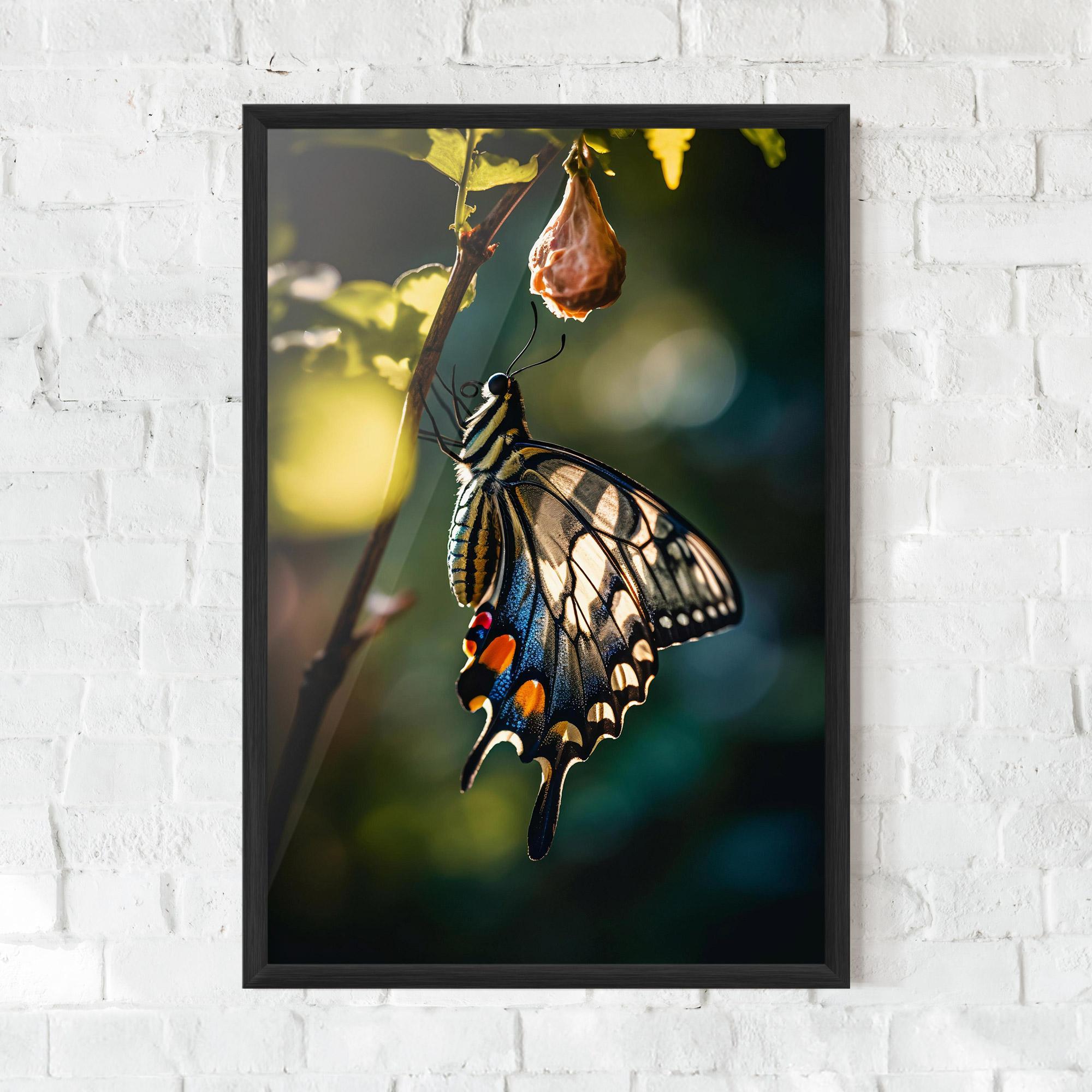Plakat w Ramie Blue Cream Butterfly mockup 0