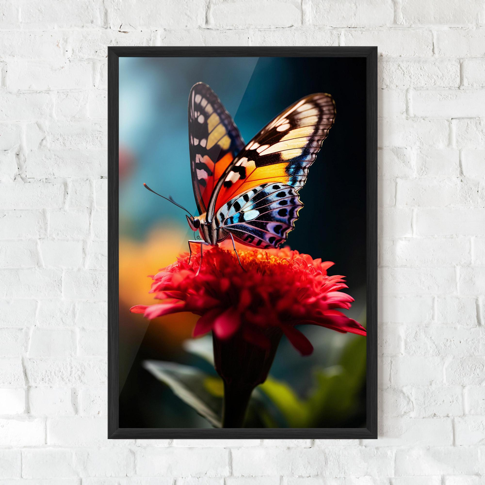 Plakat w Ramie Blue Yellow Butterfly mockup 0