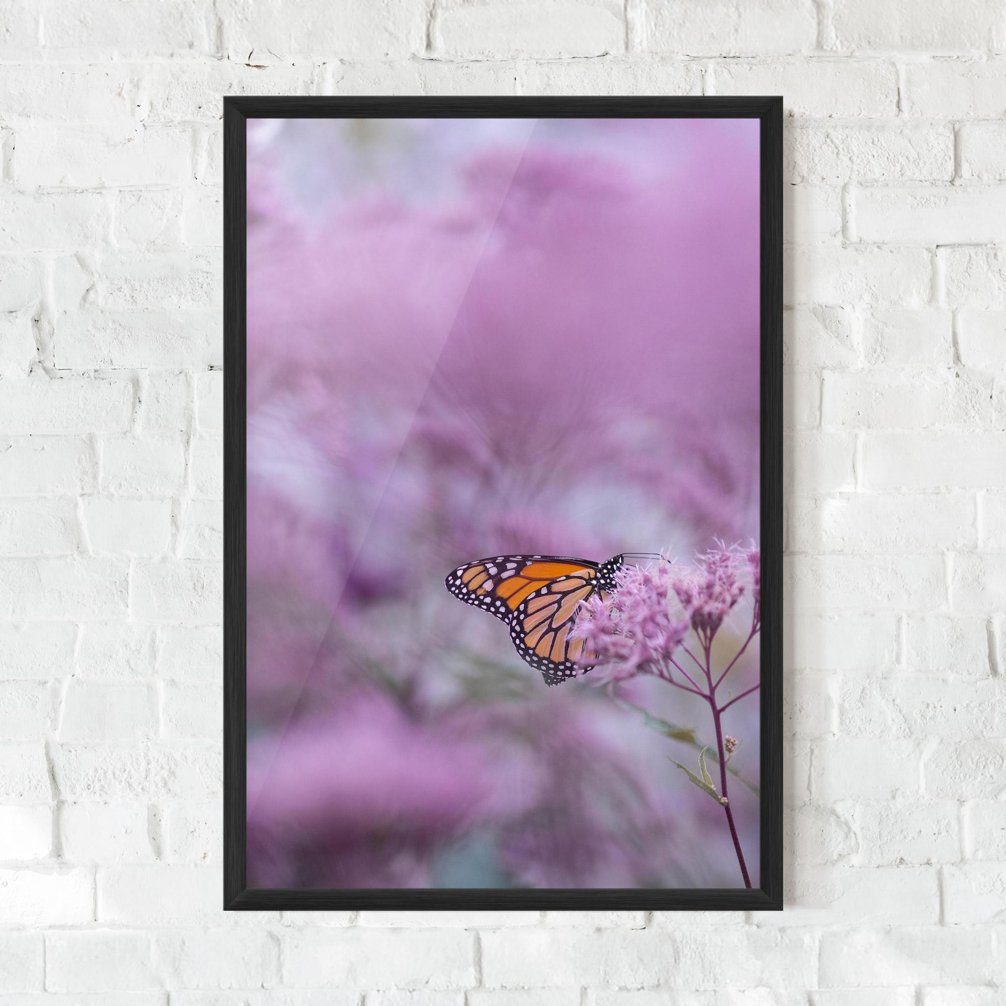 Plakat w Ramie Purple Flower Butterfly mockup 0