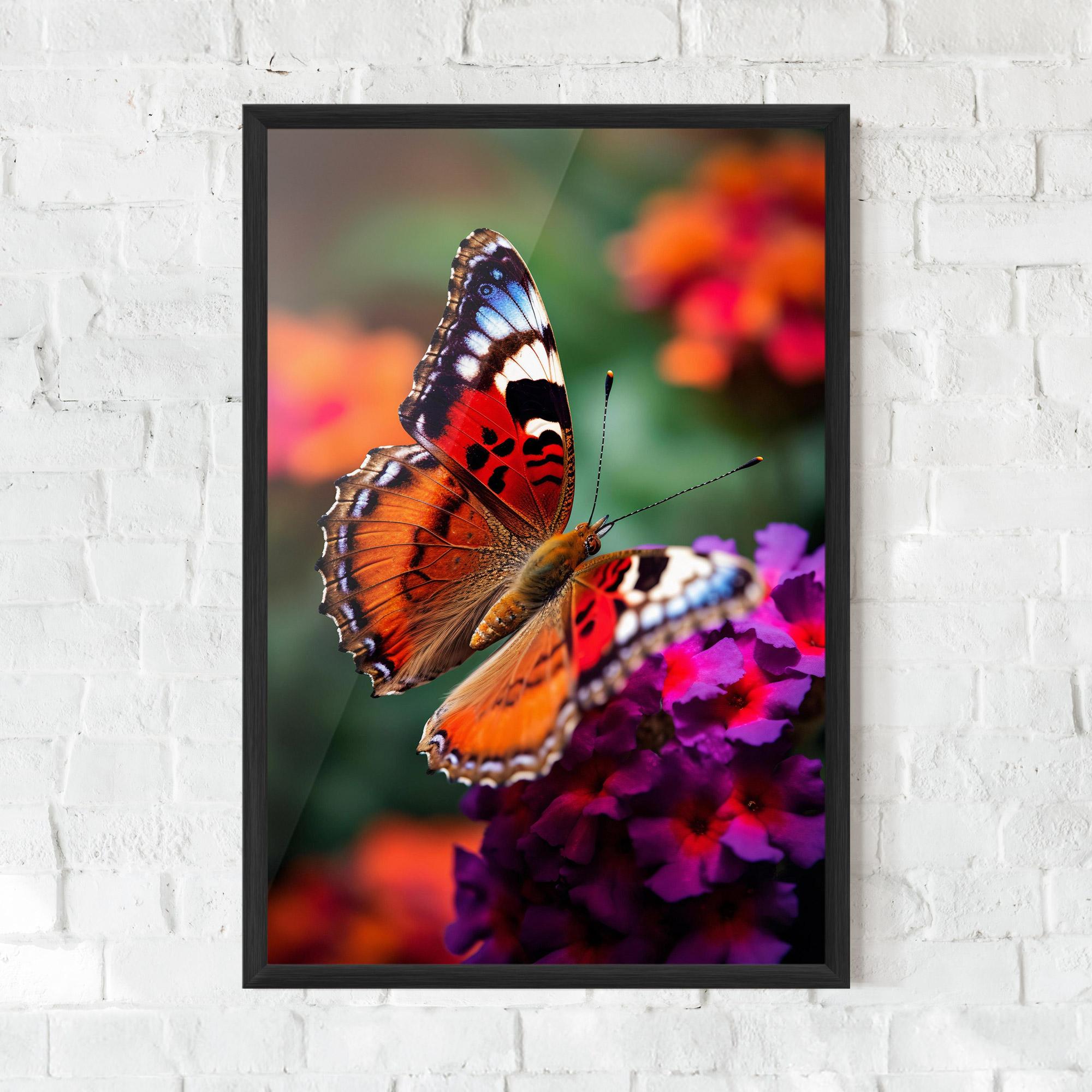 Plakat w Ramie Red Blue Butterfly mockup 0