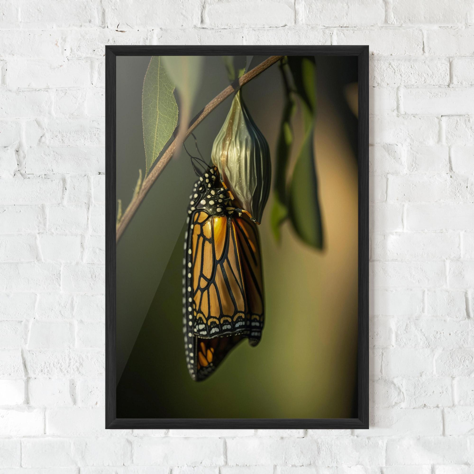 Plakat w Ramie Yellow Black Butterfly mockup 0