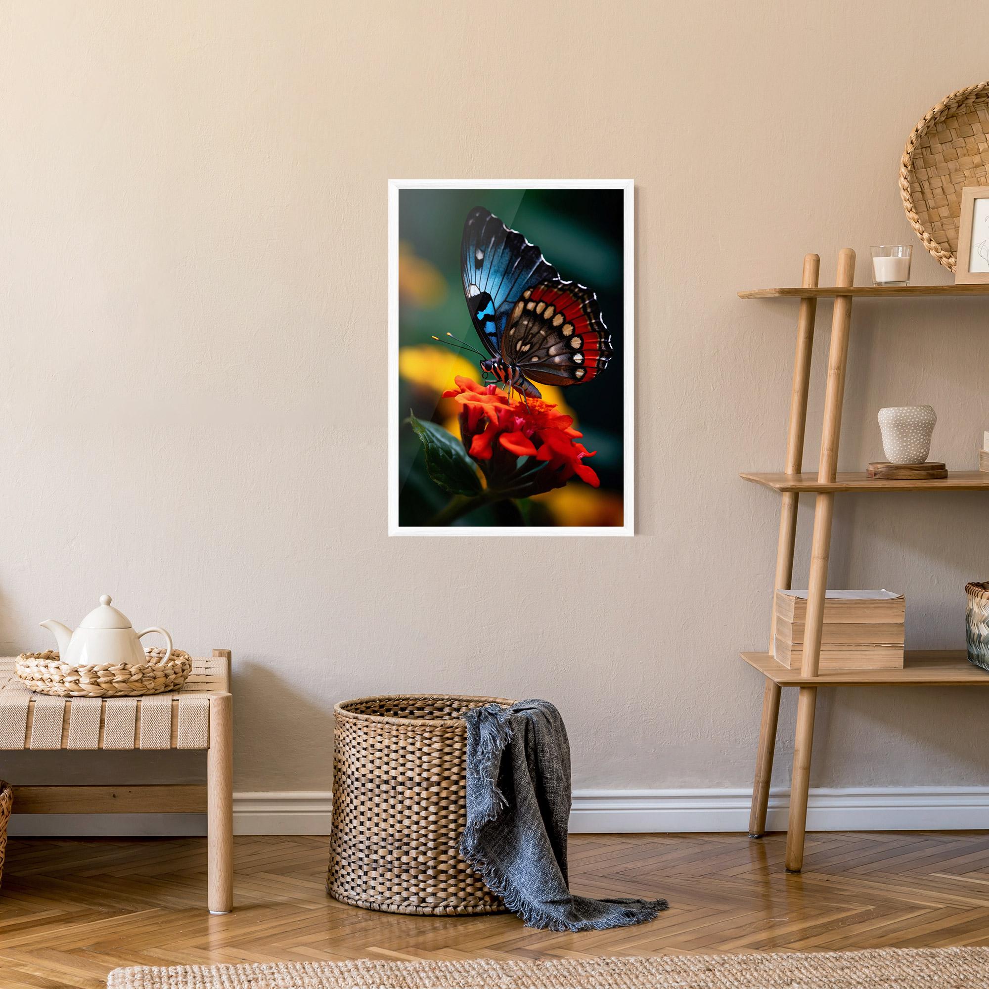 Plakat w Ramie Blue Red Butterfly mockup 9