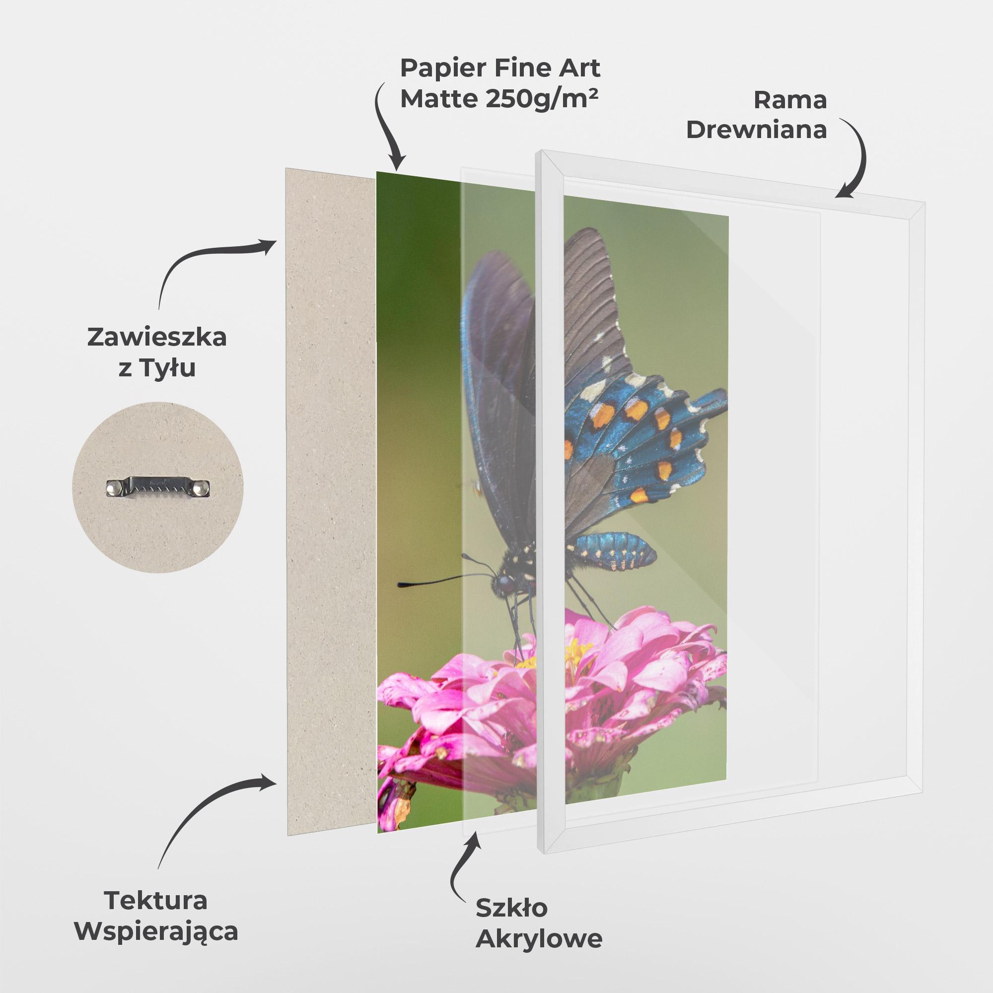 Plakat w Ramie Blue Grey Butterfly mockup 1