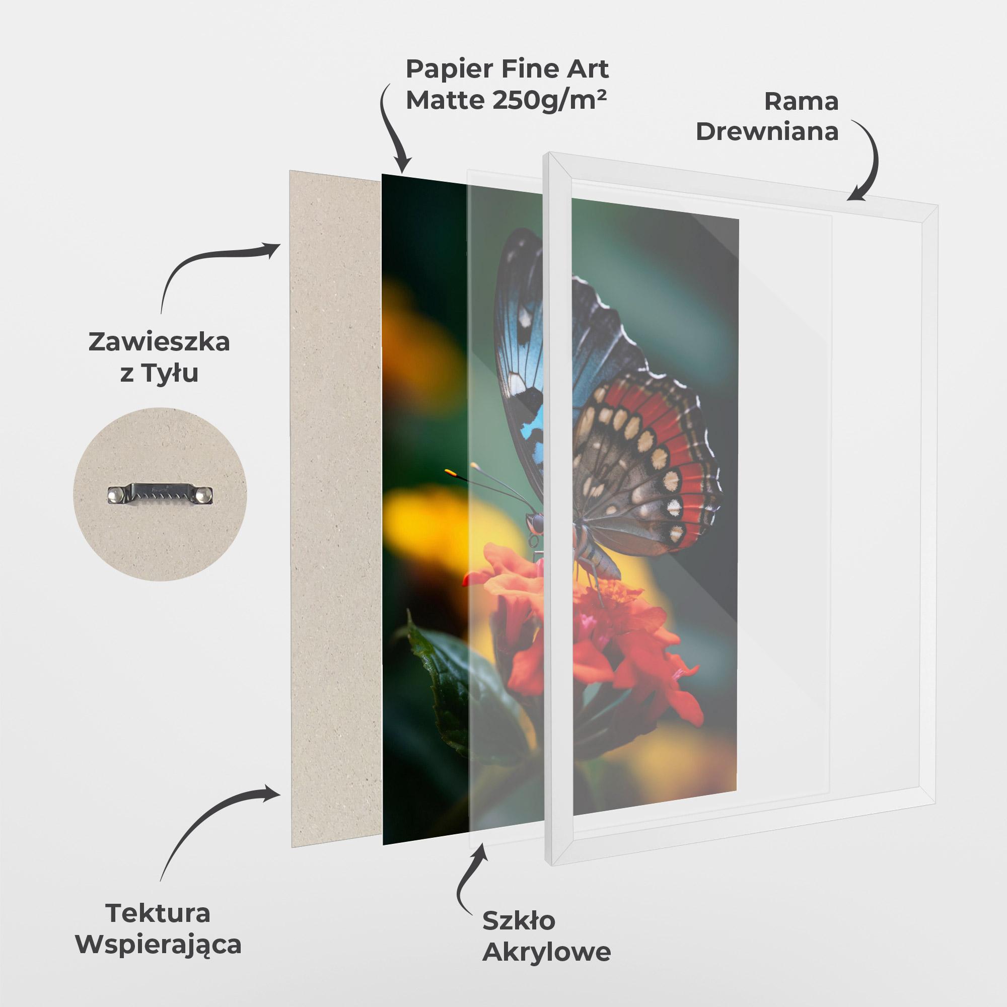 Plakat w Ramie Blue Red Butterfly mockup 1