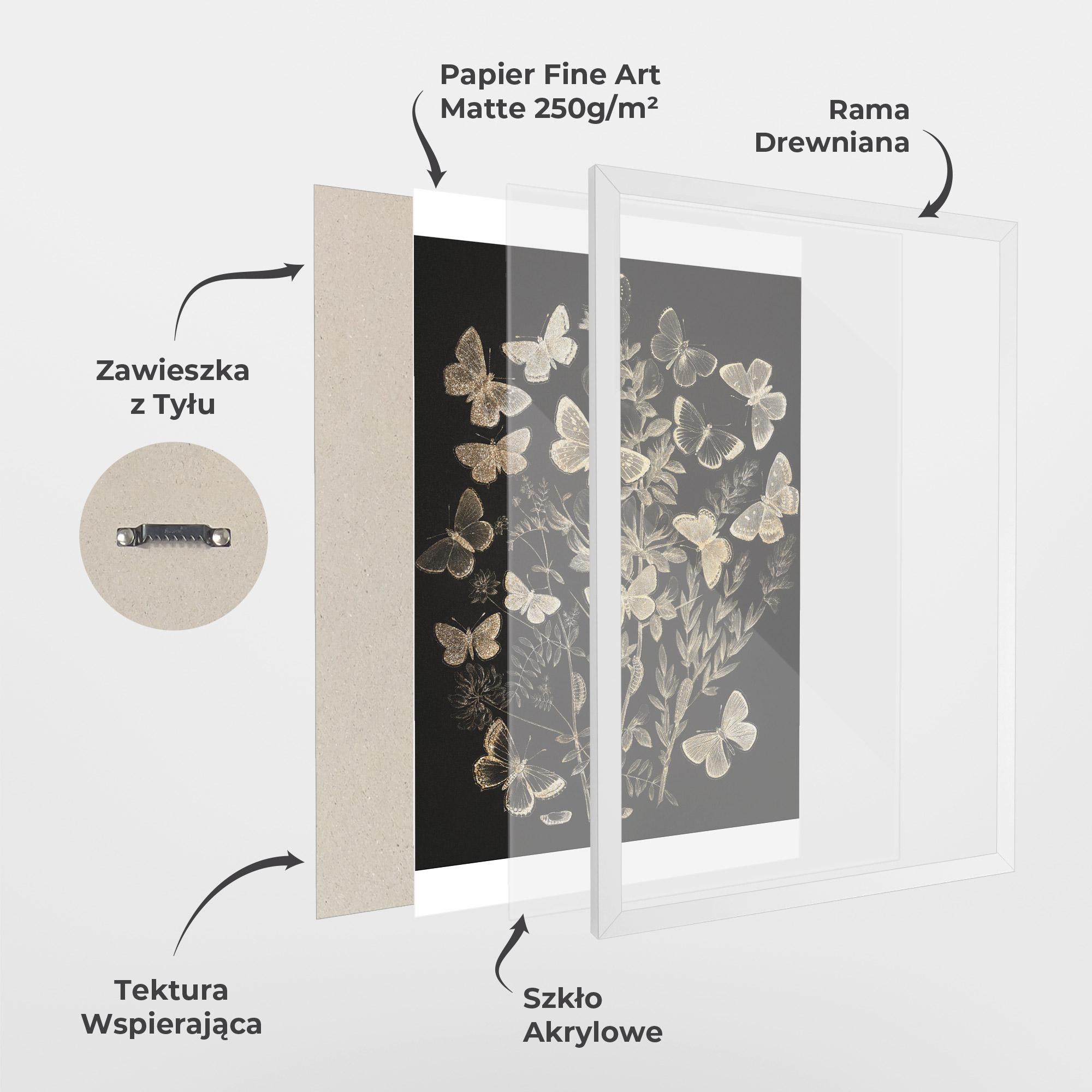 Plakat w Ramie Grey Butterflies mockup 1