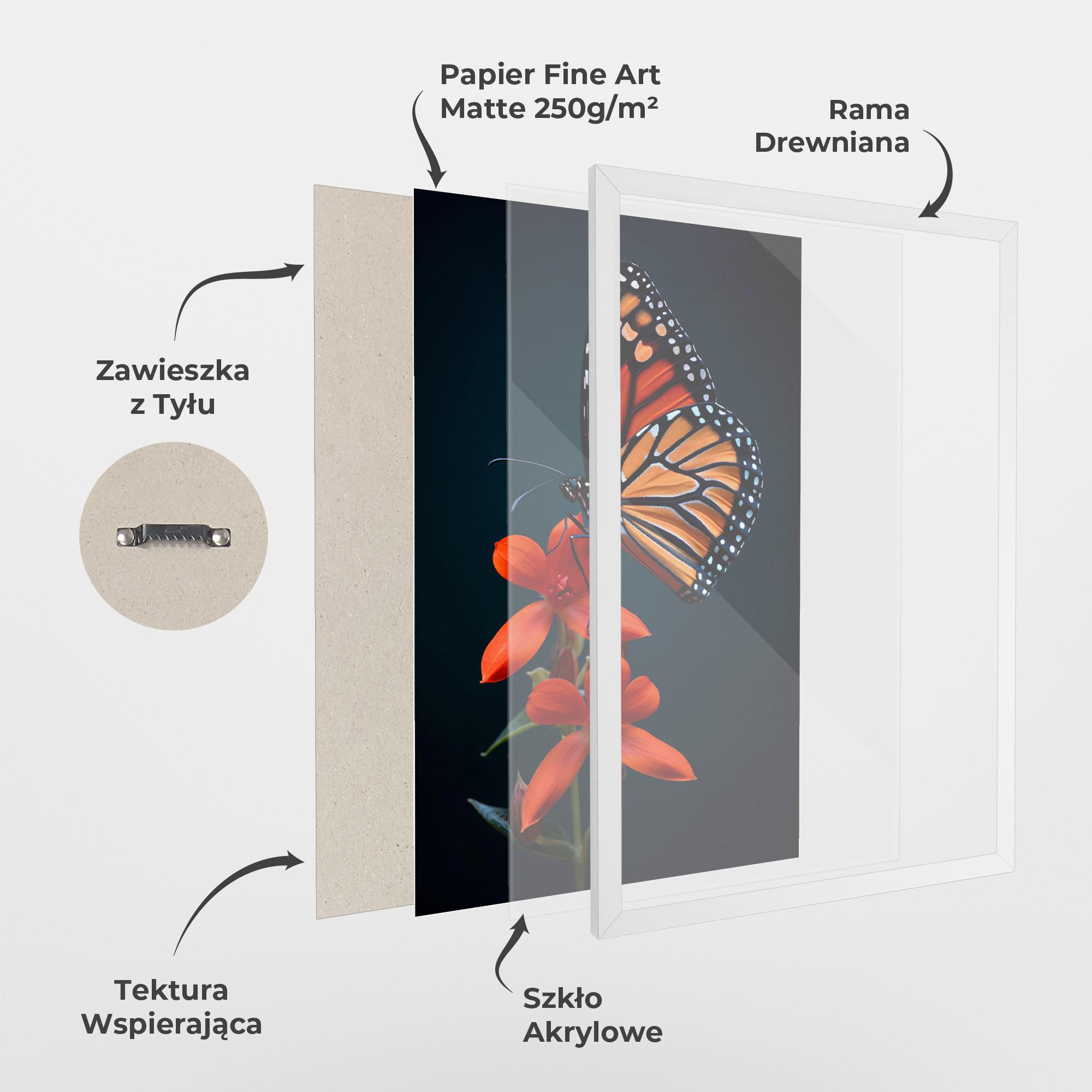 Plakat w Ramie Red Flower Butterfly mockup 1