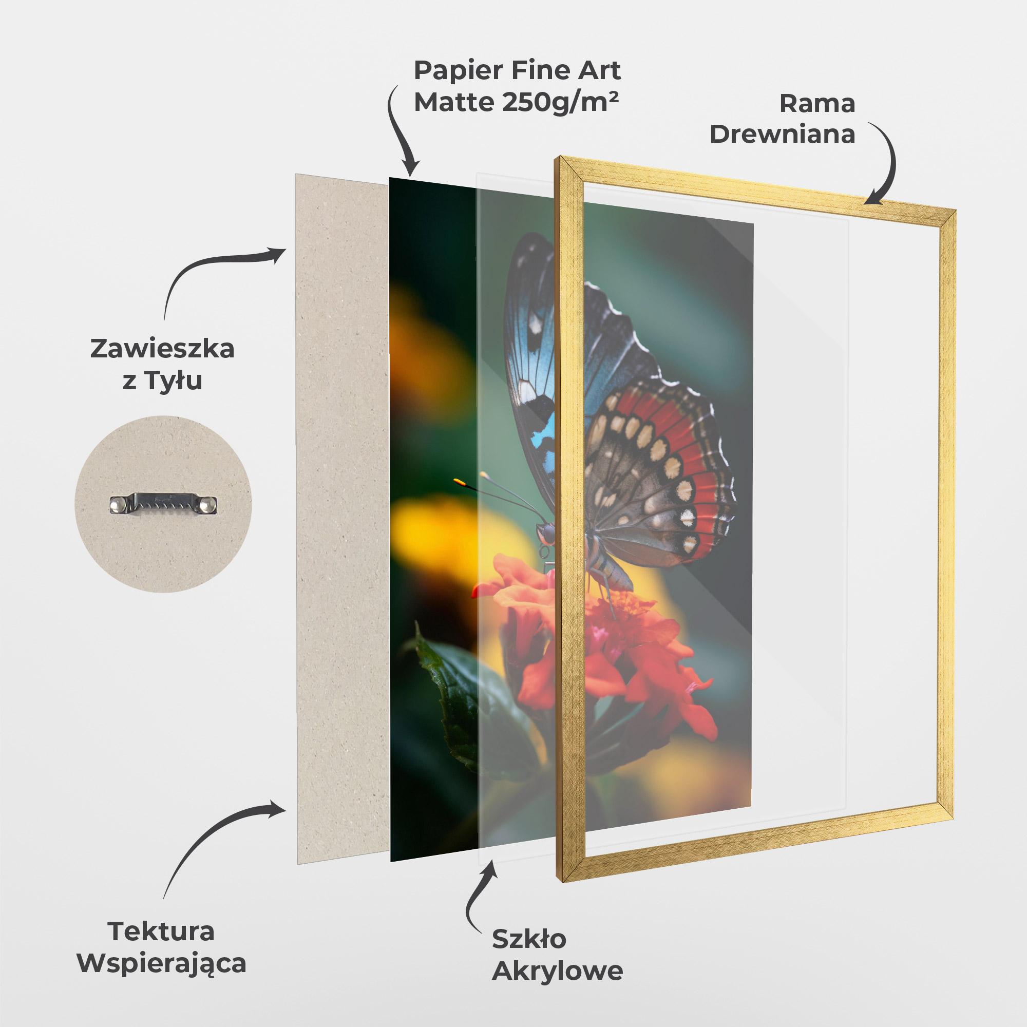 Plakat w Ramie Blue Red Butterfly mockup 1