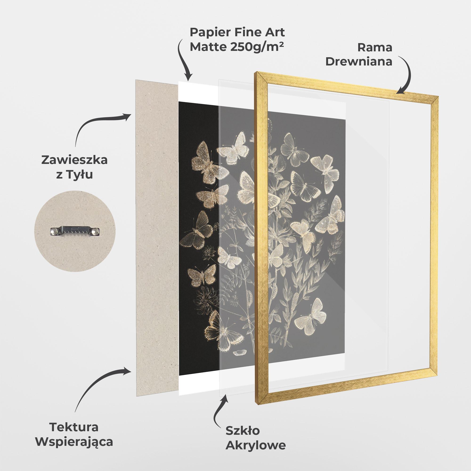 Plakat w Ramie Grey Butterflies mockup 1