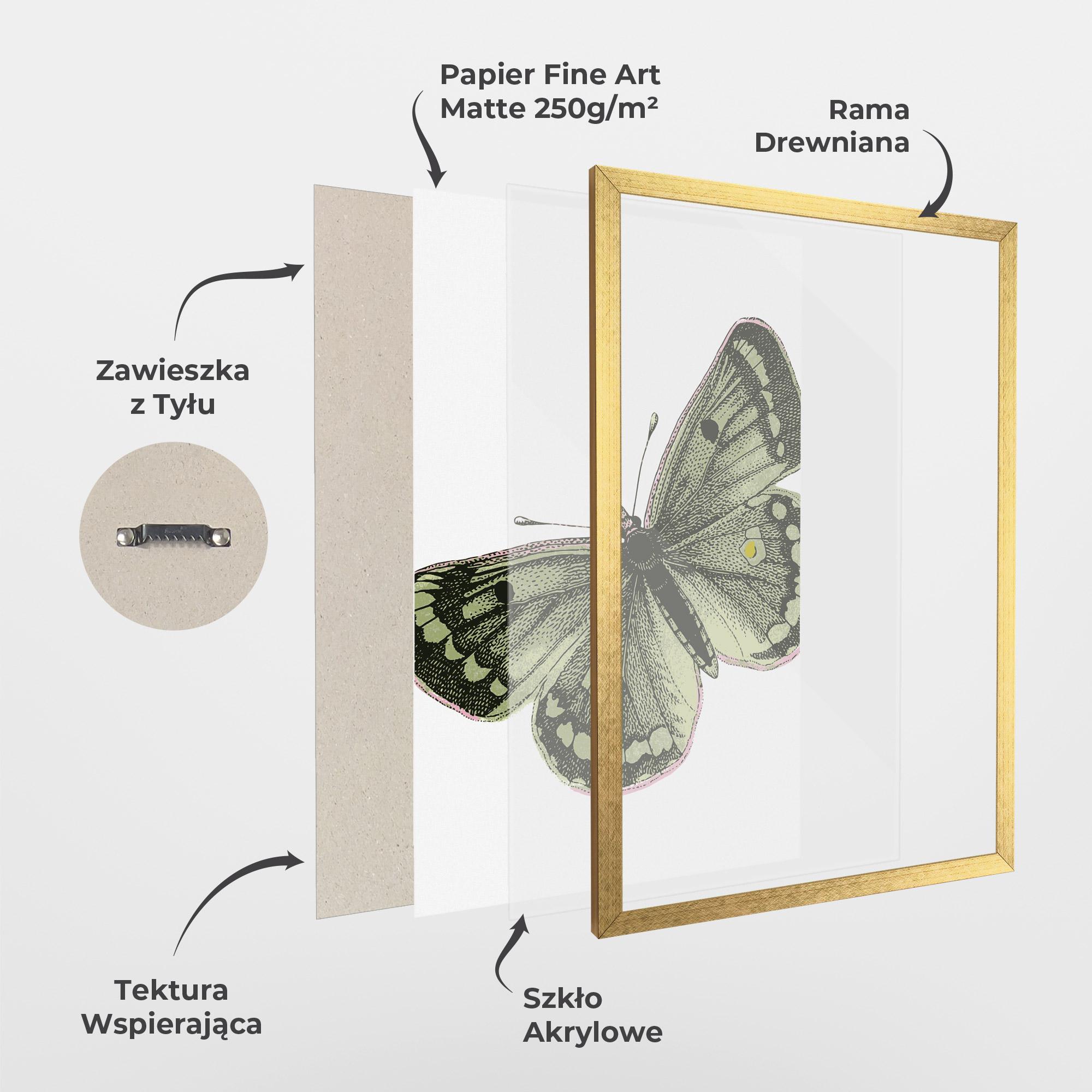 Plakat w Ramie Grey Yellow Butterfly mockup 1