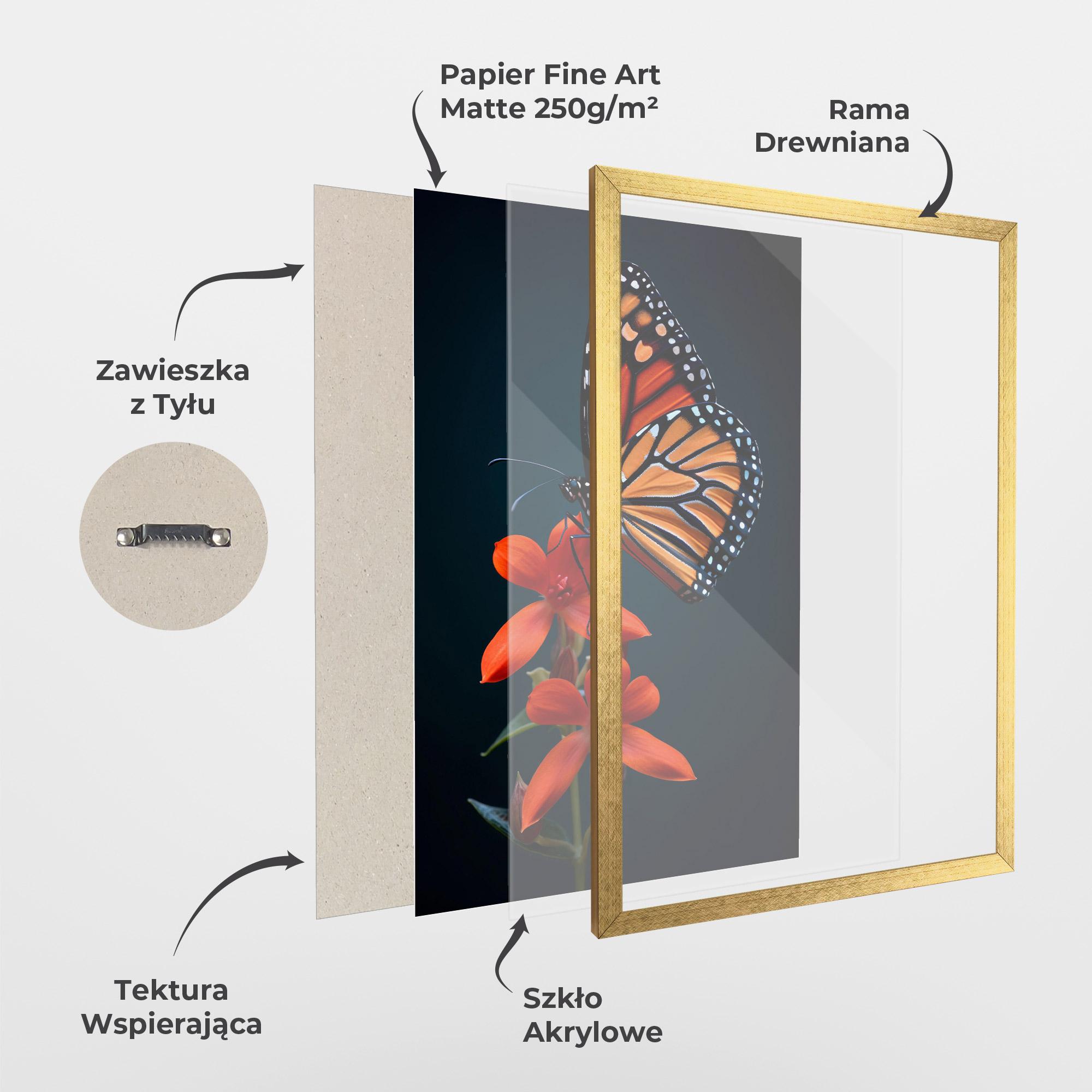 Plakat w Ramie Red Flower Butterfly mockup 1
