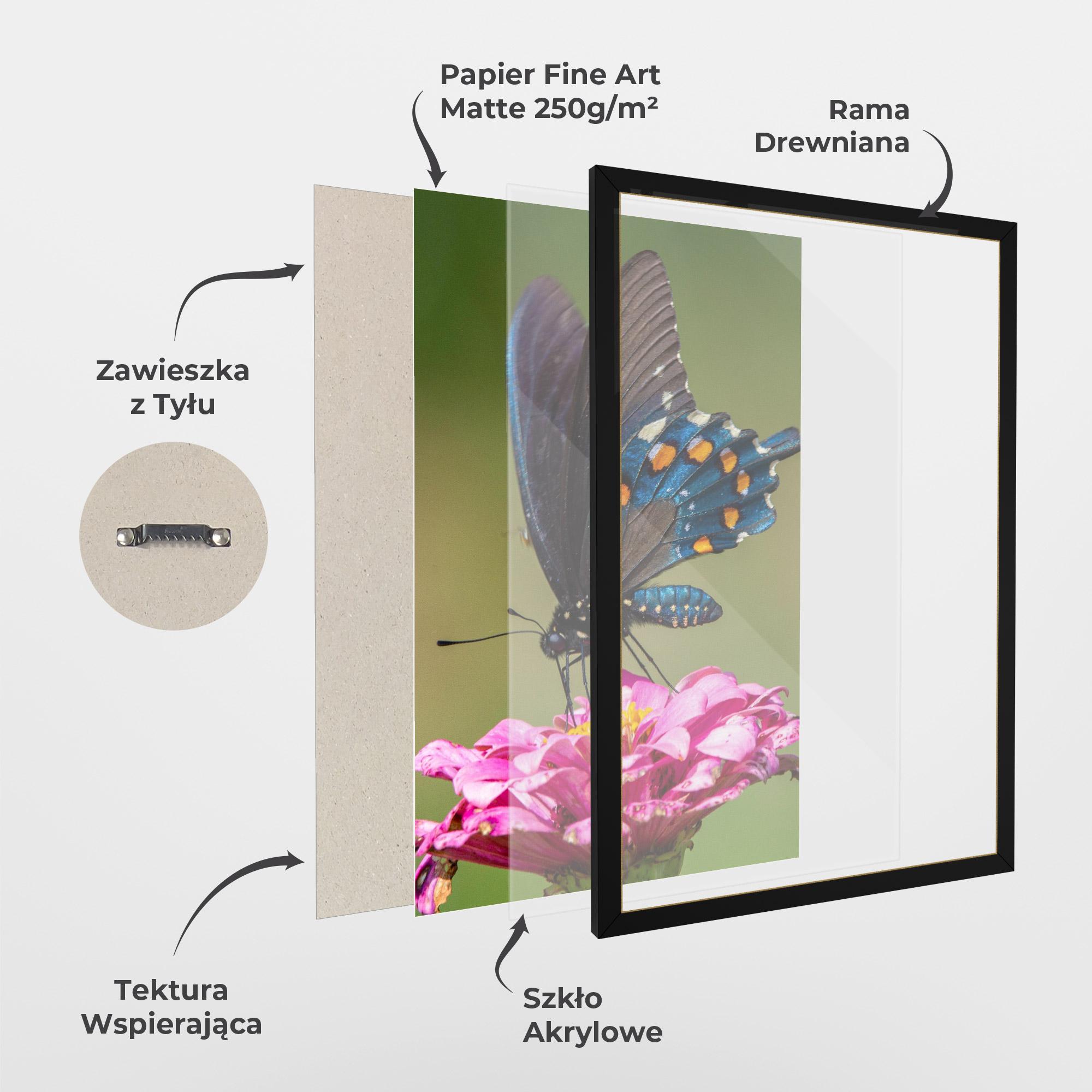 Plakat w Ramie Blue Grey Butterfly mockup 1