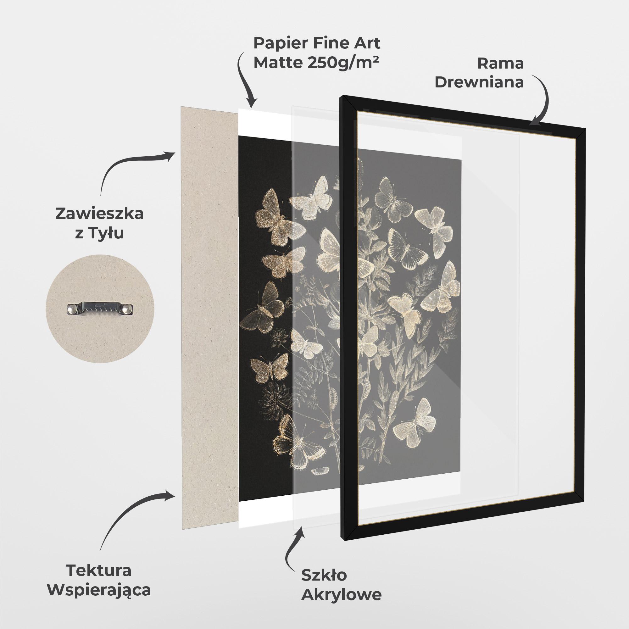 Plakat w Ramie Grey Butterflies mockup 1