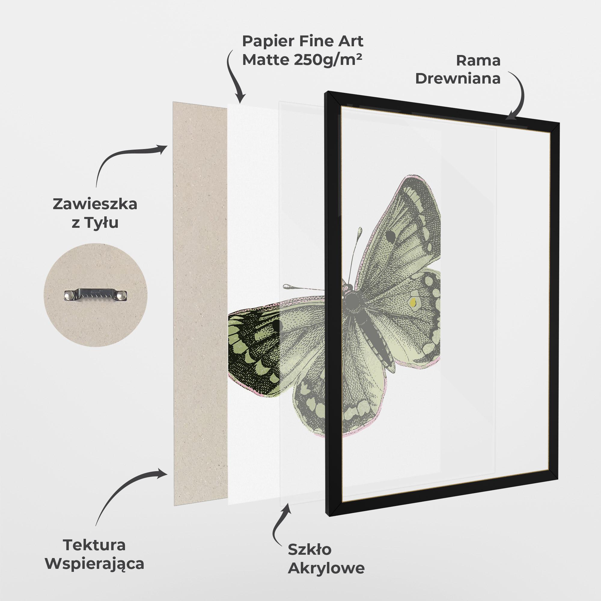 Plakat w Ramie Grey Yellow Butterfly mockup 1