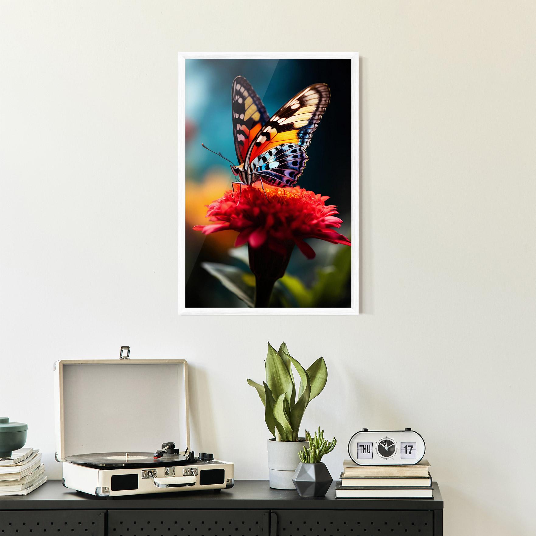 Plakat w Ramie Blue Yellow Butterfly mockup 2