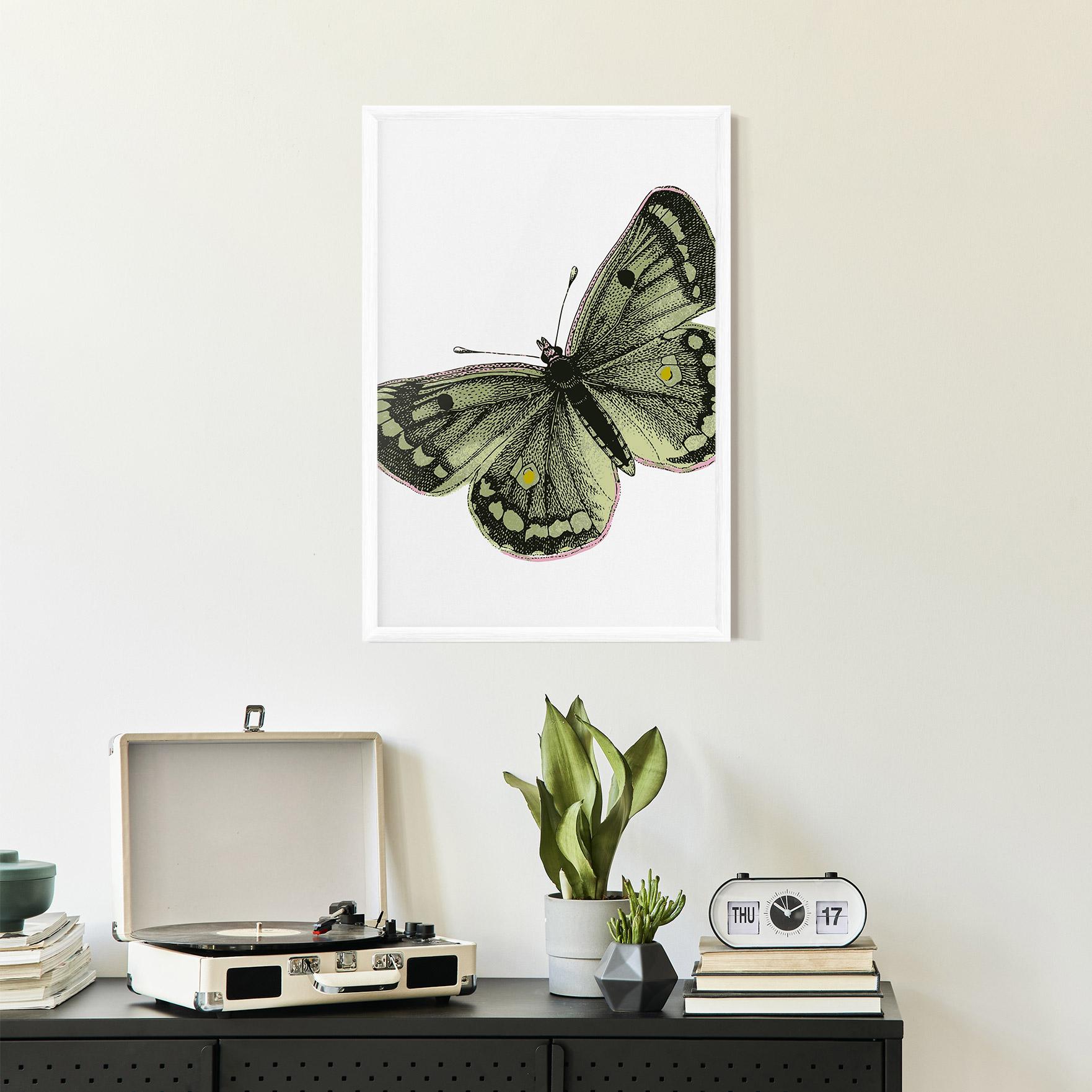 Plakat w Ramie Grey Yellow Butterfly mockup 2