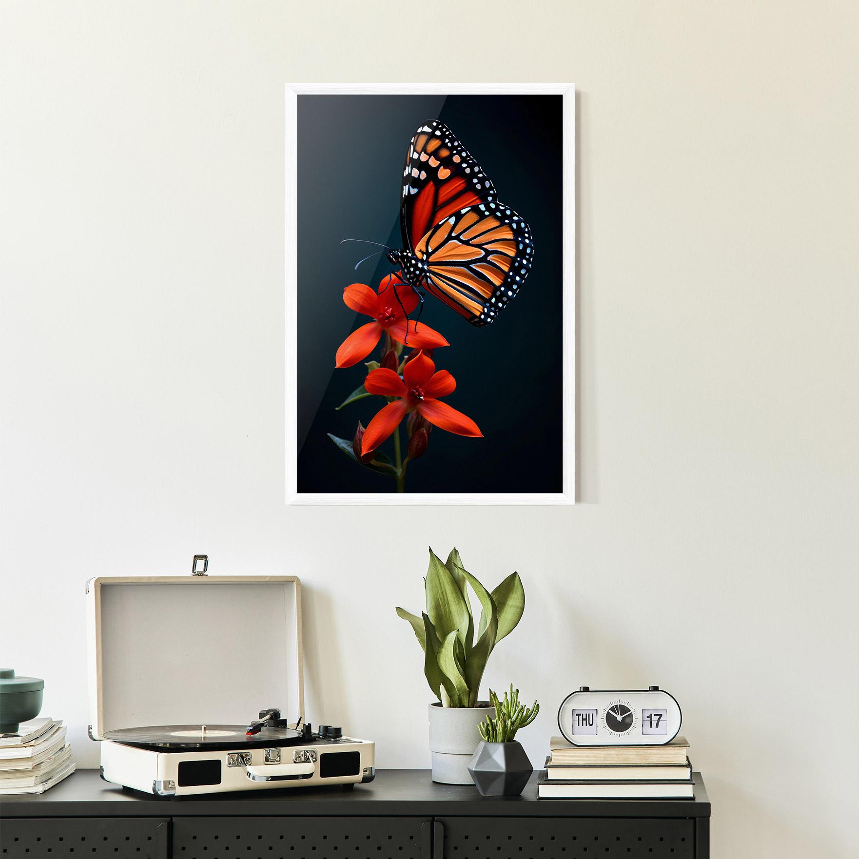 Plakat w Ramie Red Flower Butterfly mockup 2