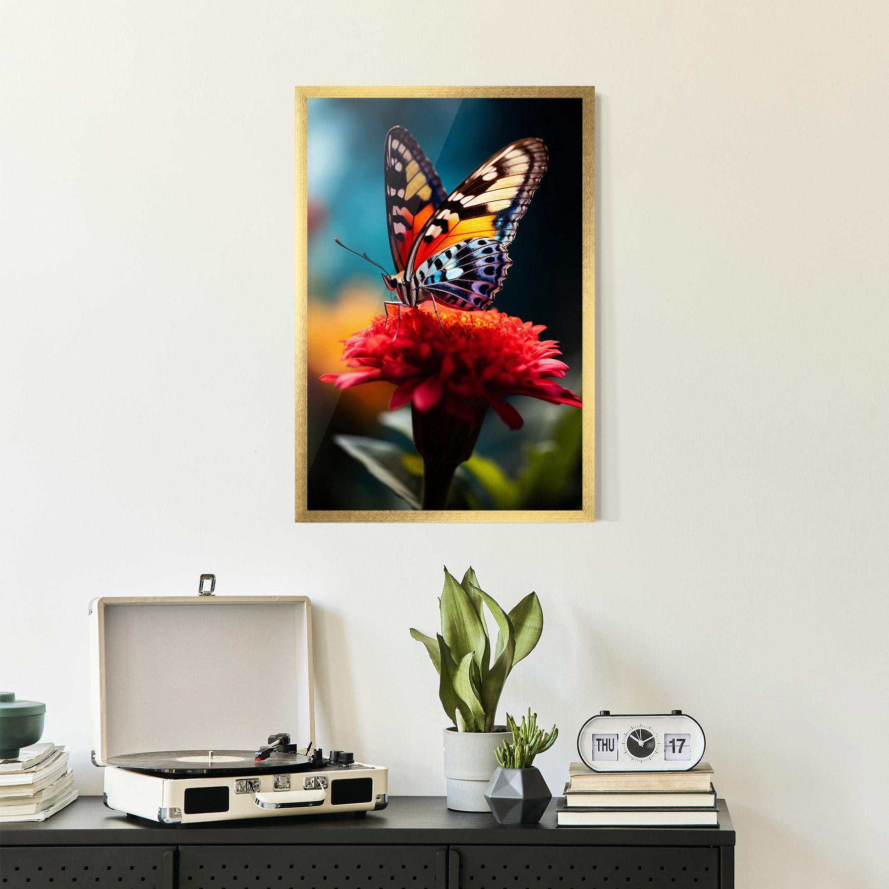 Plakat w Ramie Blue Yellow Butterfly mockup 2