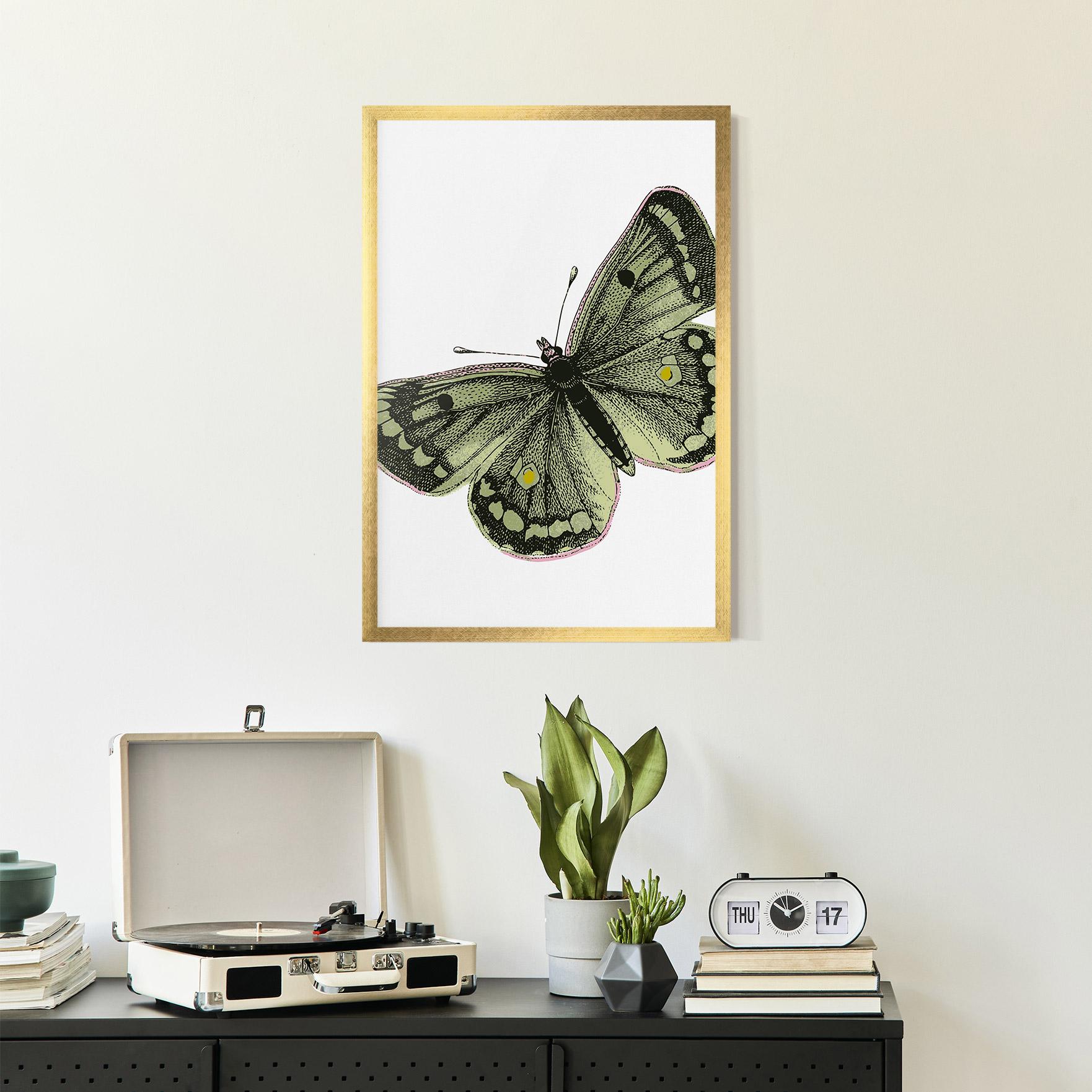Plakat w Ramie Grey Yellow Butterfly mockup 2