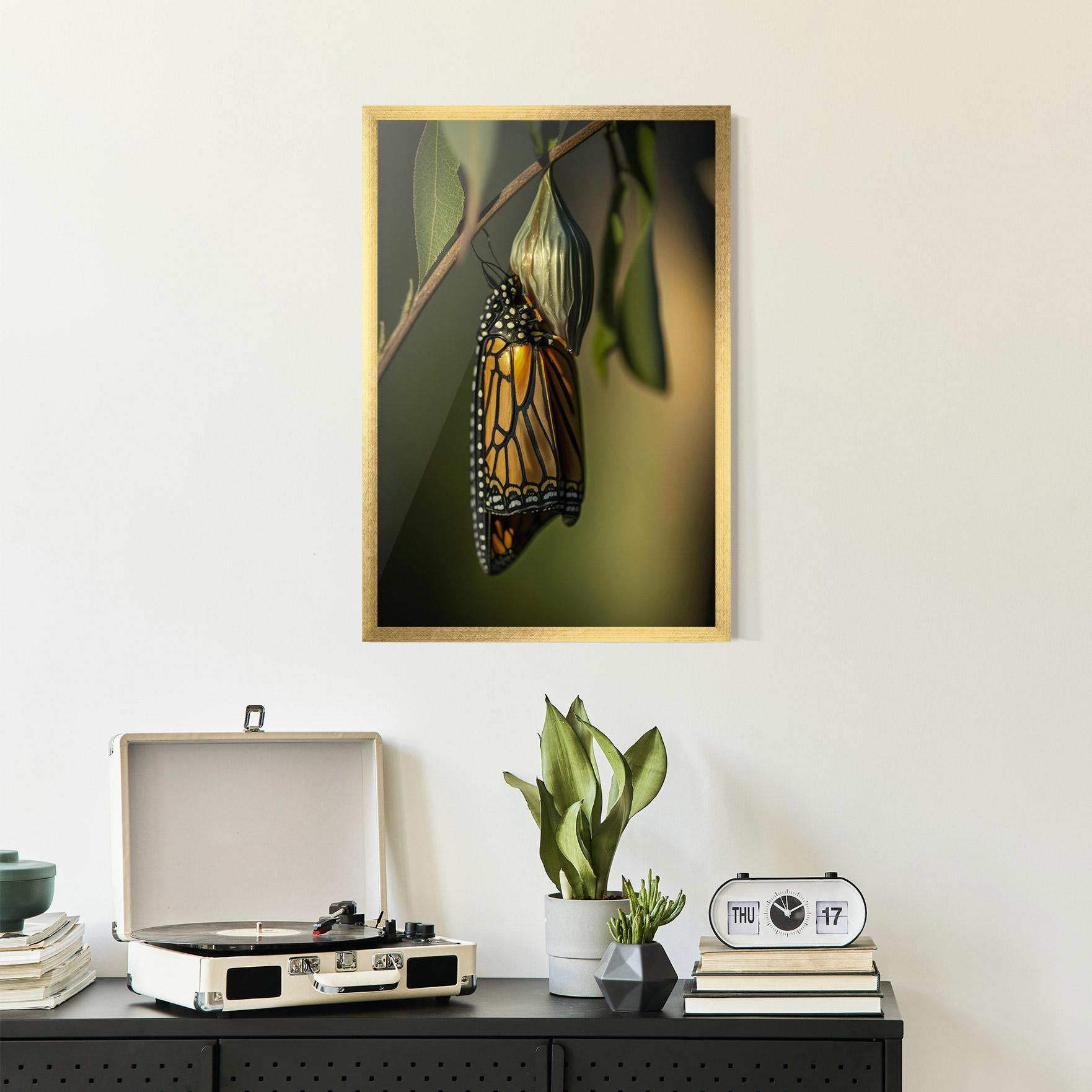 Plakat w Ramie Yellow Black Butterfly mockup 2