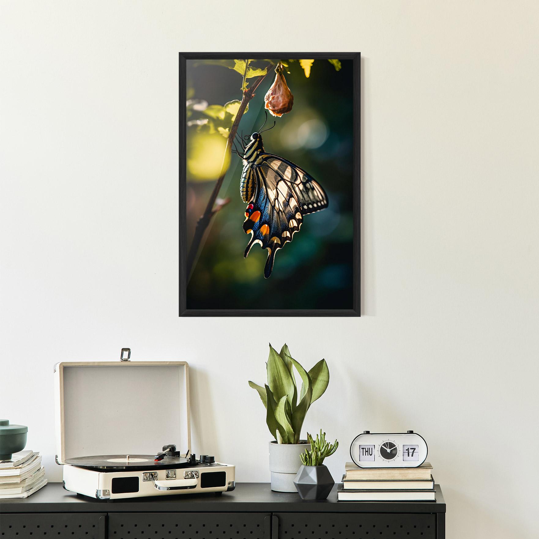 Plakat w Ramie Blue Cream Butterfly mockup 2