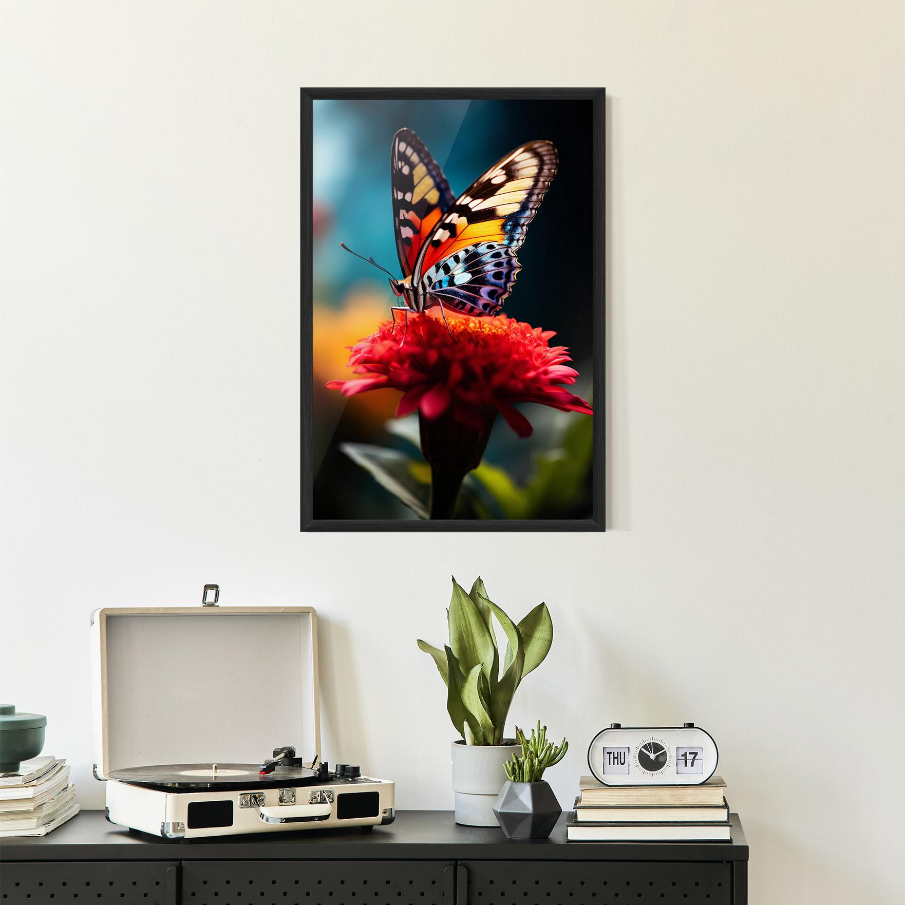 Plakat w Ramie Blue Yellow Butterfly mockup 2