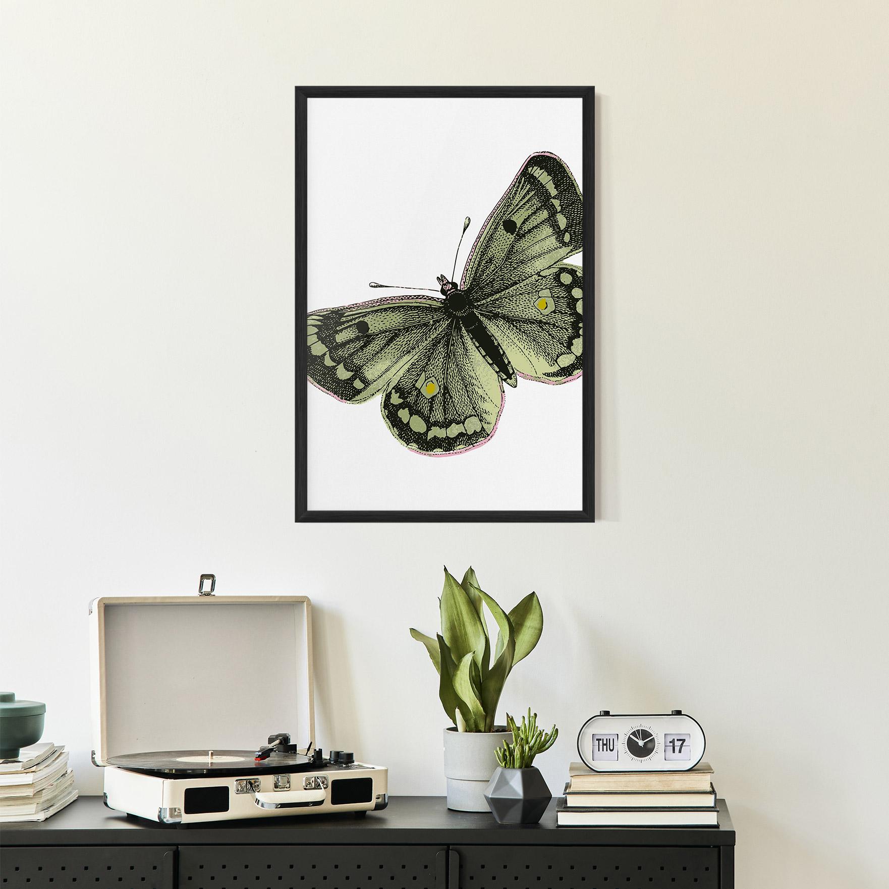 Plakat w Ramie Grey Yellow Butterfly mockup 2