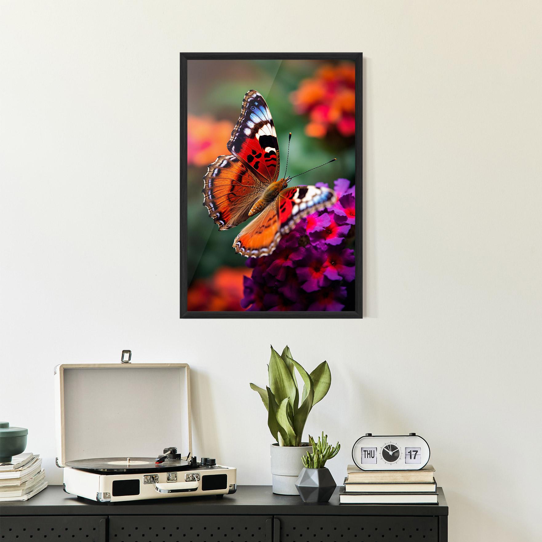 Plakat w Ramie Red Blue Butterfly mockup 2