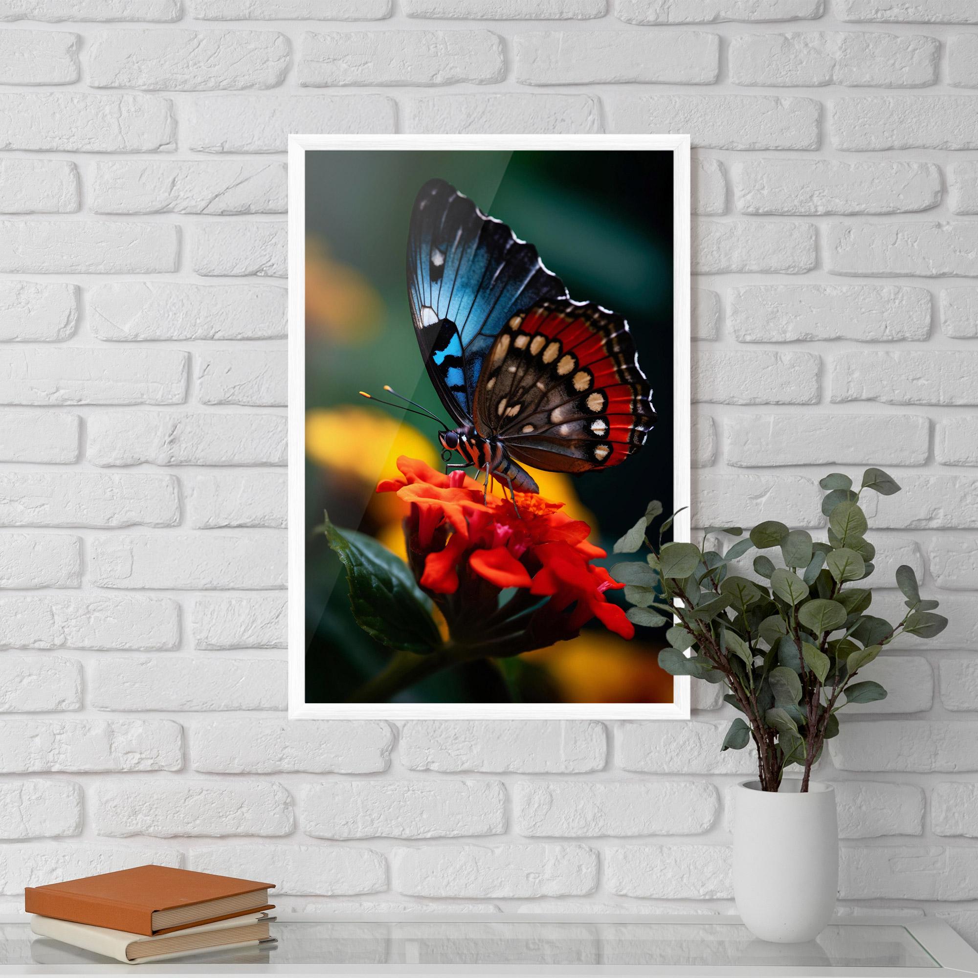 Plakat w Ramie Blue Red Butterfly mockup 5
