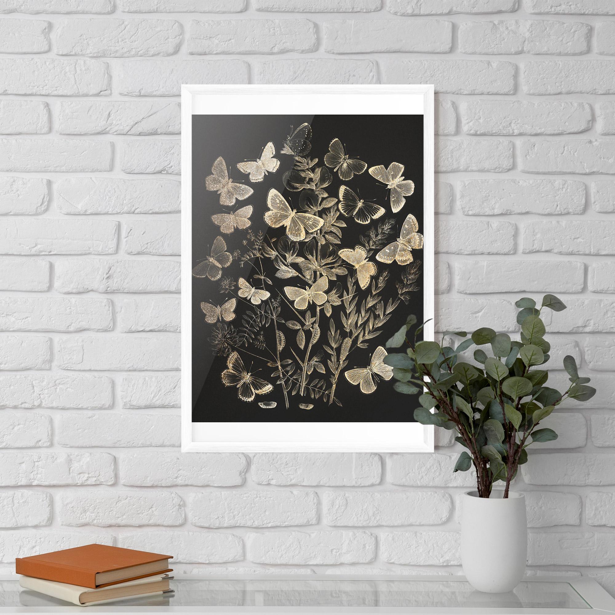 Plakat w Ramie Grey Butterflies mockup 5
