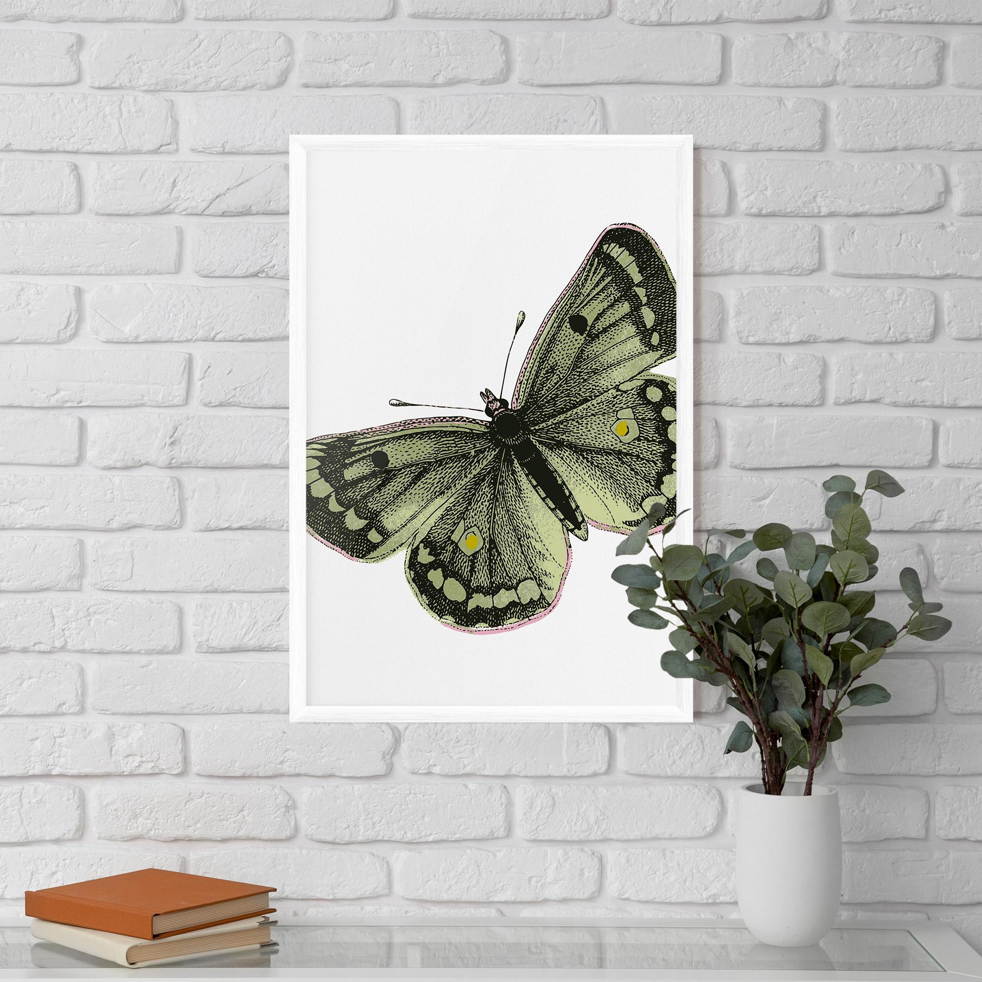 Plakat w Ramie Grey Yellow Butterfly mockup 5