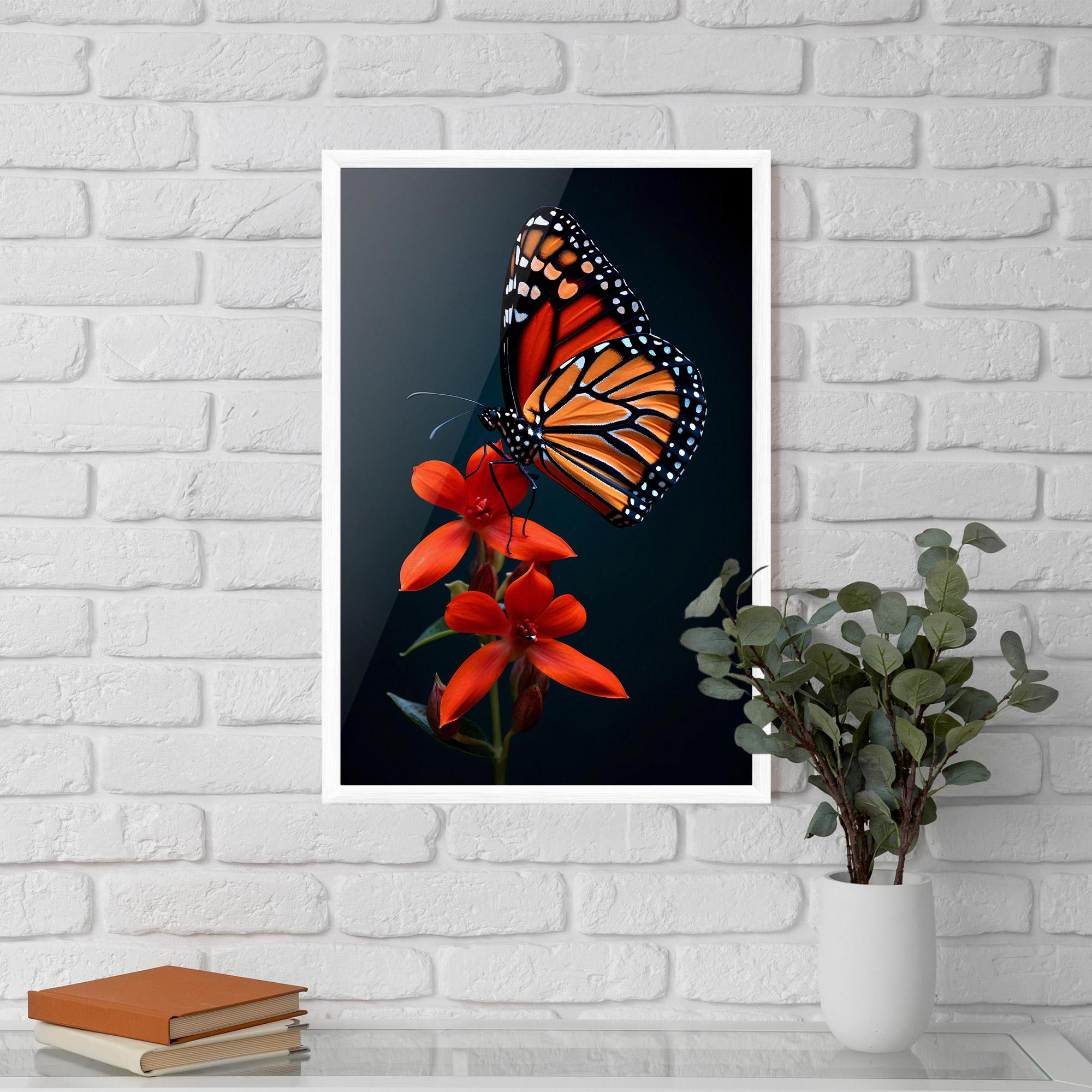 Plakat w Ramie Red Flower Butterfly mockup 5