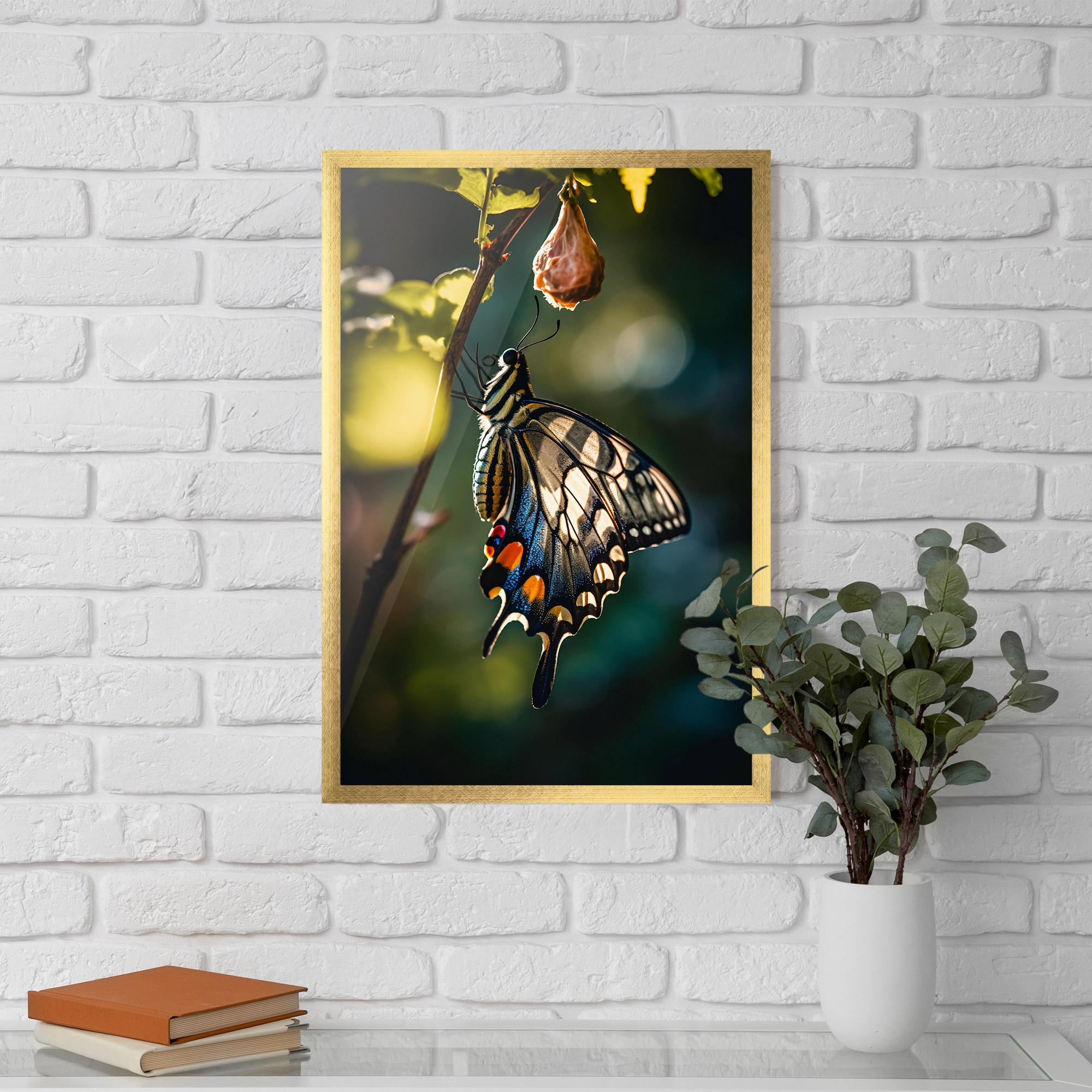 Plakat w Ramie Blue Cream Butterfly mockup 5