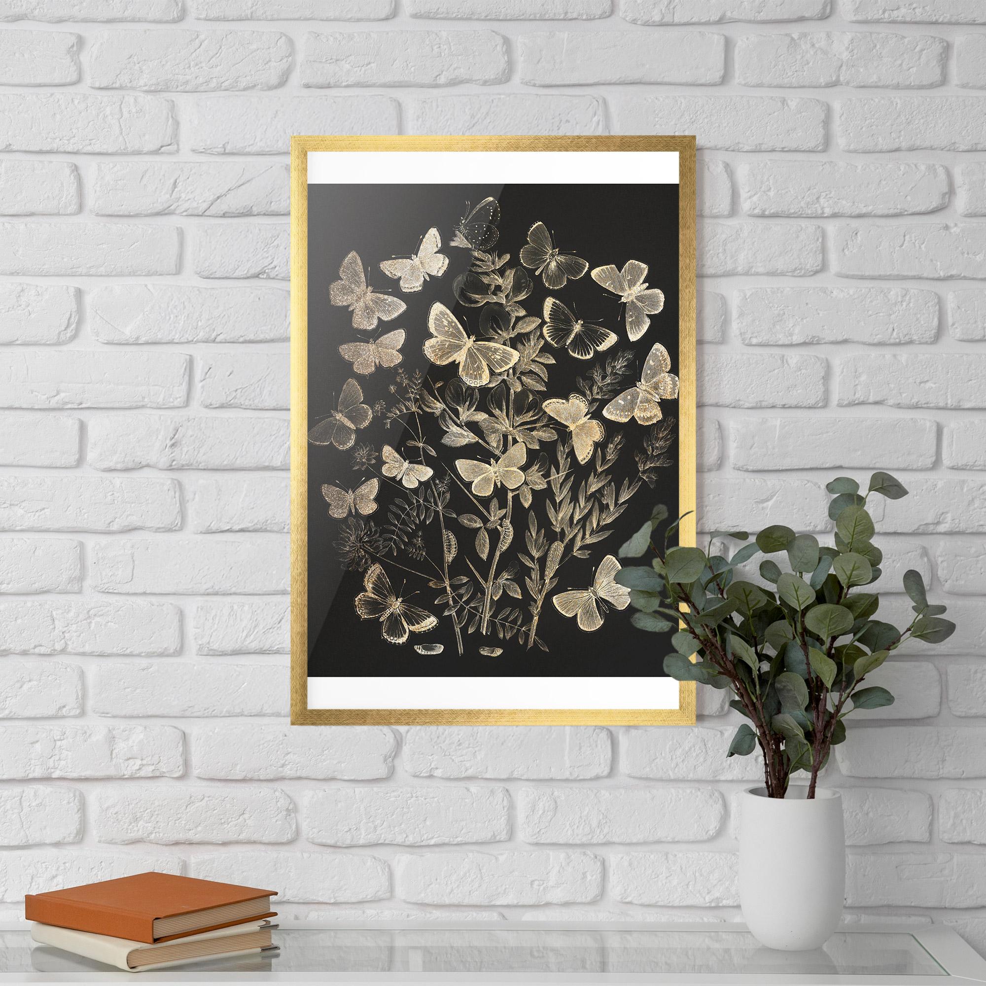 Plakat w Ramie Grey Butterflies mockup 5