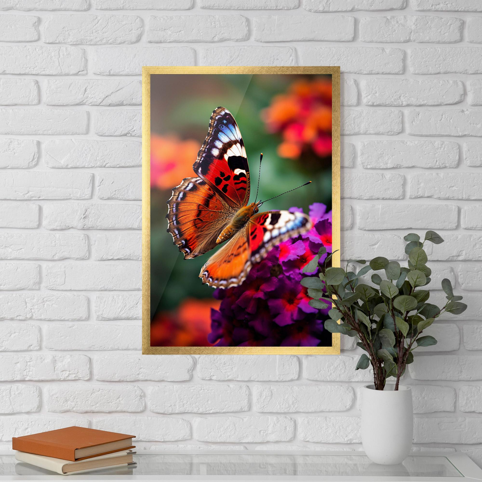 Plakat w Ramie Red Blue Butterfly mockup 5
