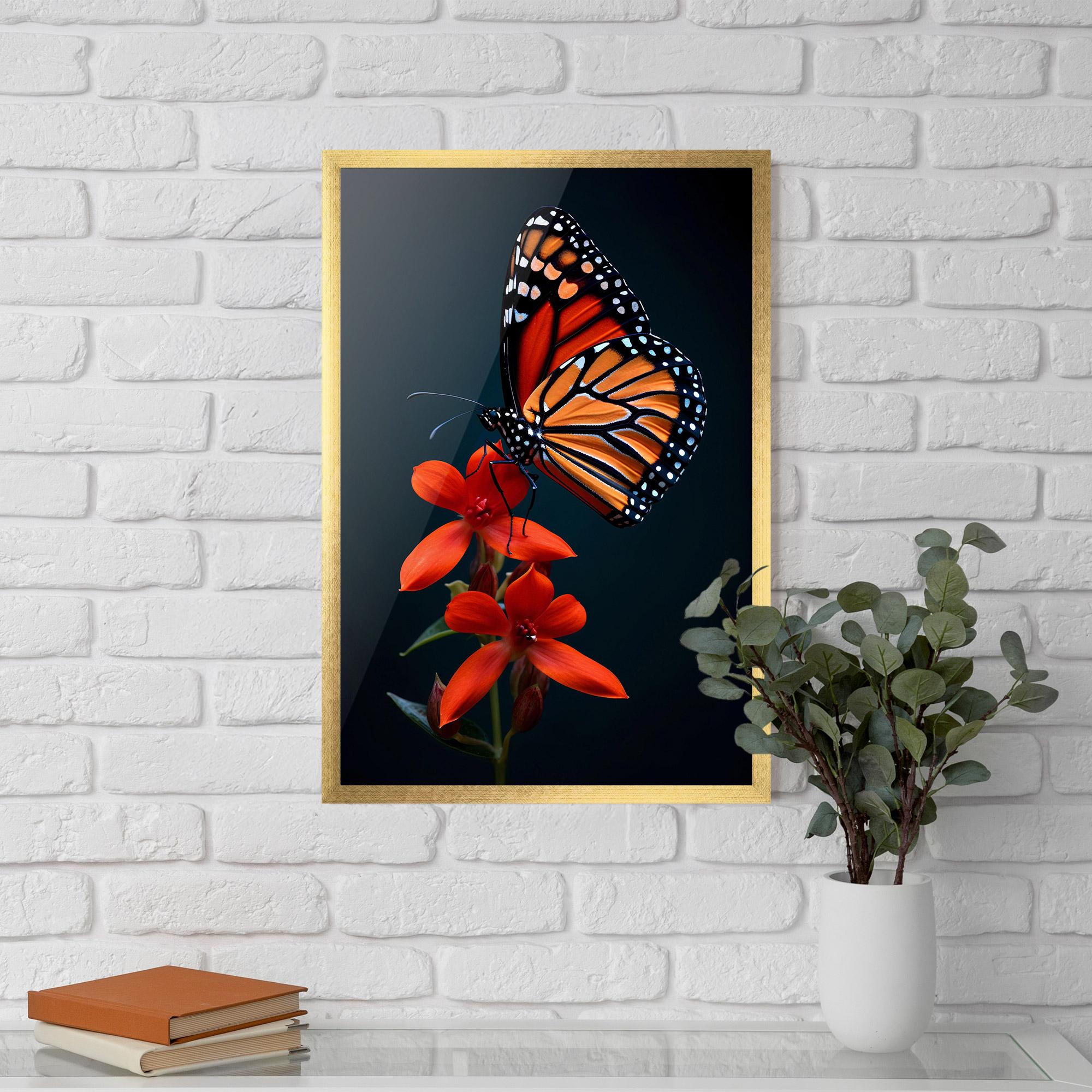 Plakat w Ramie Red Flower Butterfly mockup 5