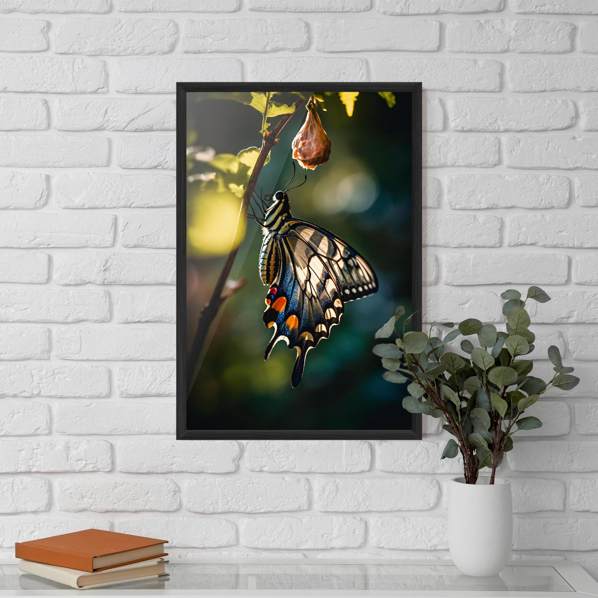 Plakat w Ramie Blue Cream Butterfly mockup 5