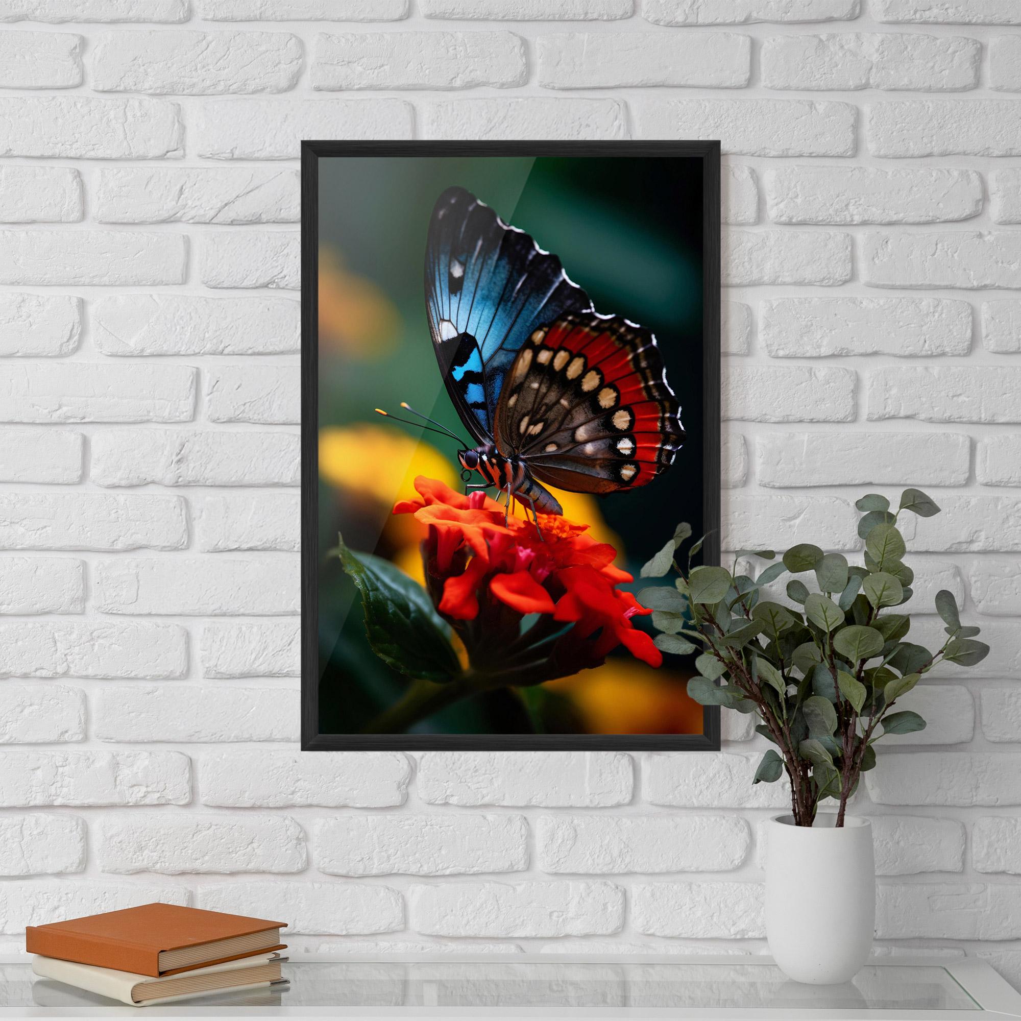 Plakat w Ramie Blue Red Butterfly mockup 5