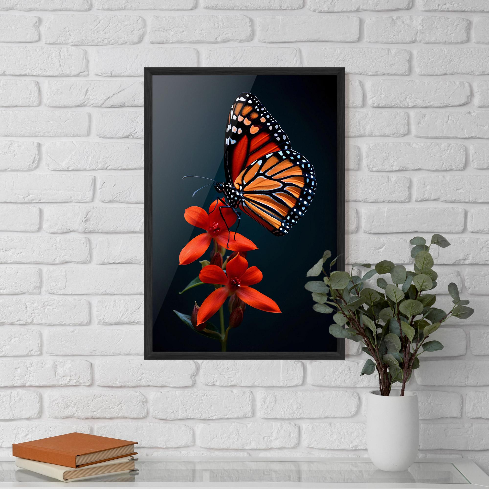 Plakat w Ramie Red Flower Butterfly mockup 5