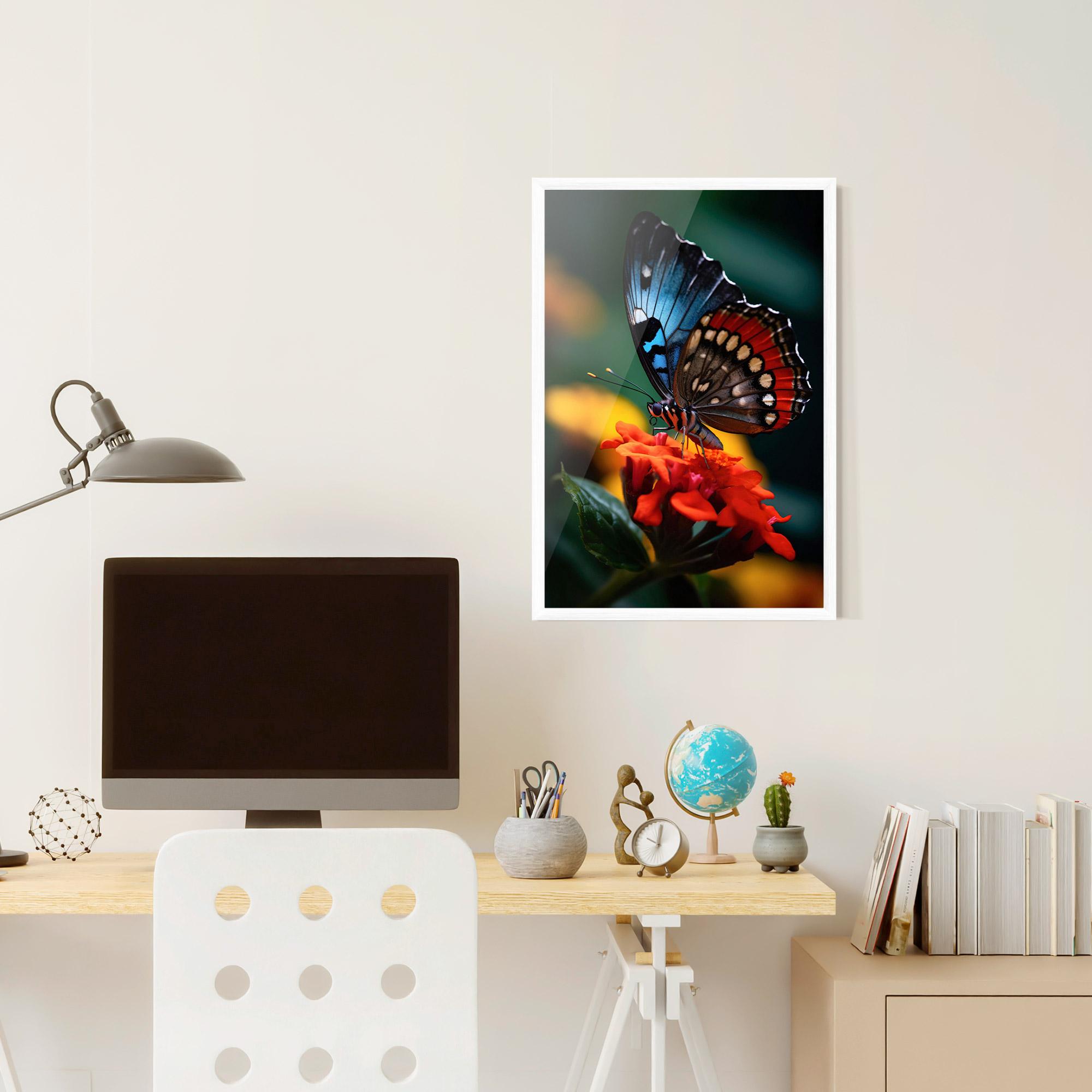 Plakat w Ramie Blue Red Butterfly mockup 6