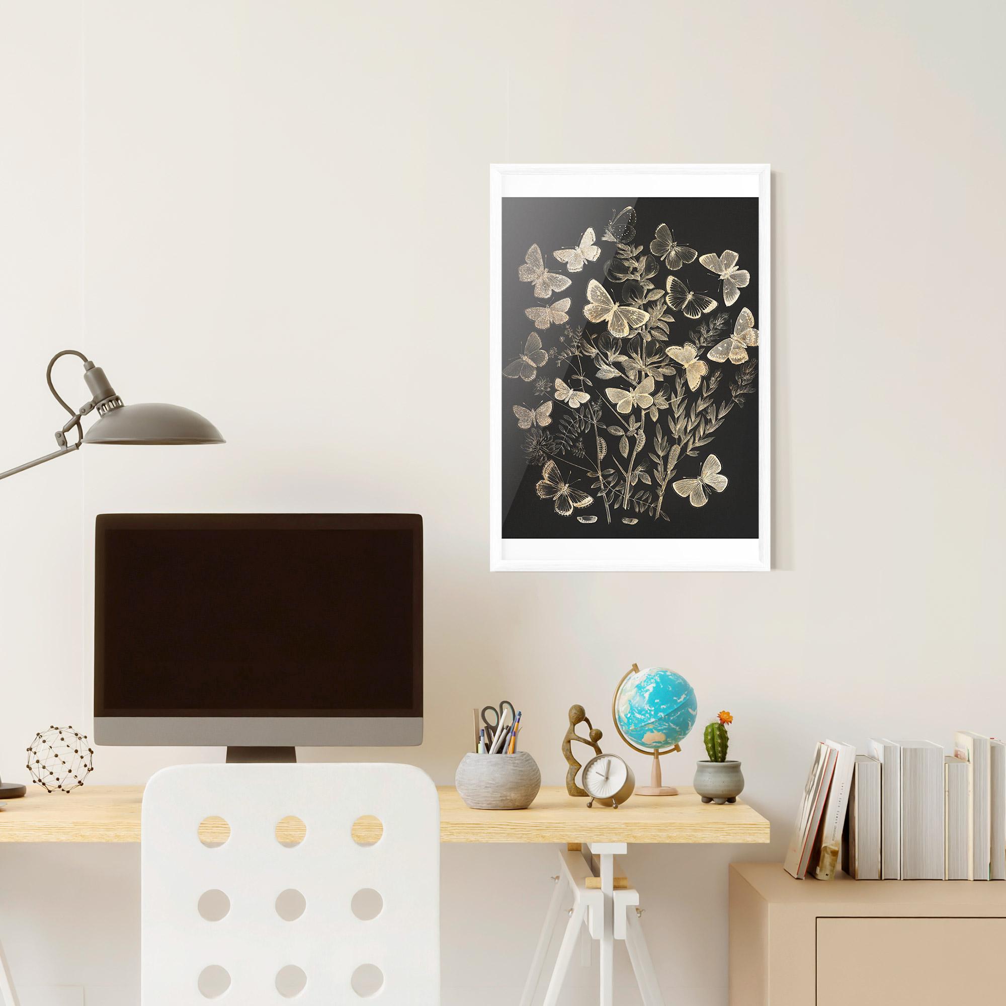 Plakat w Ramie Grey Butterflies mockup 6