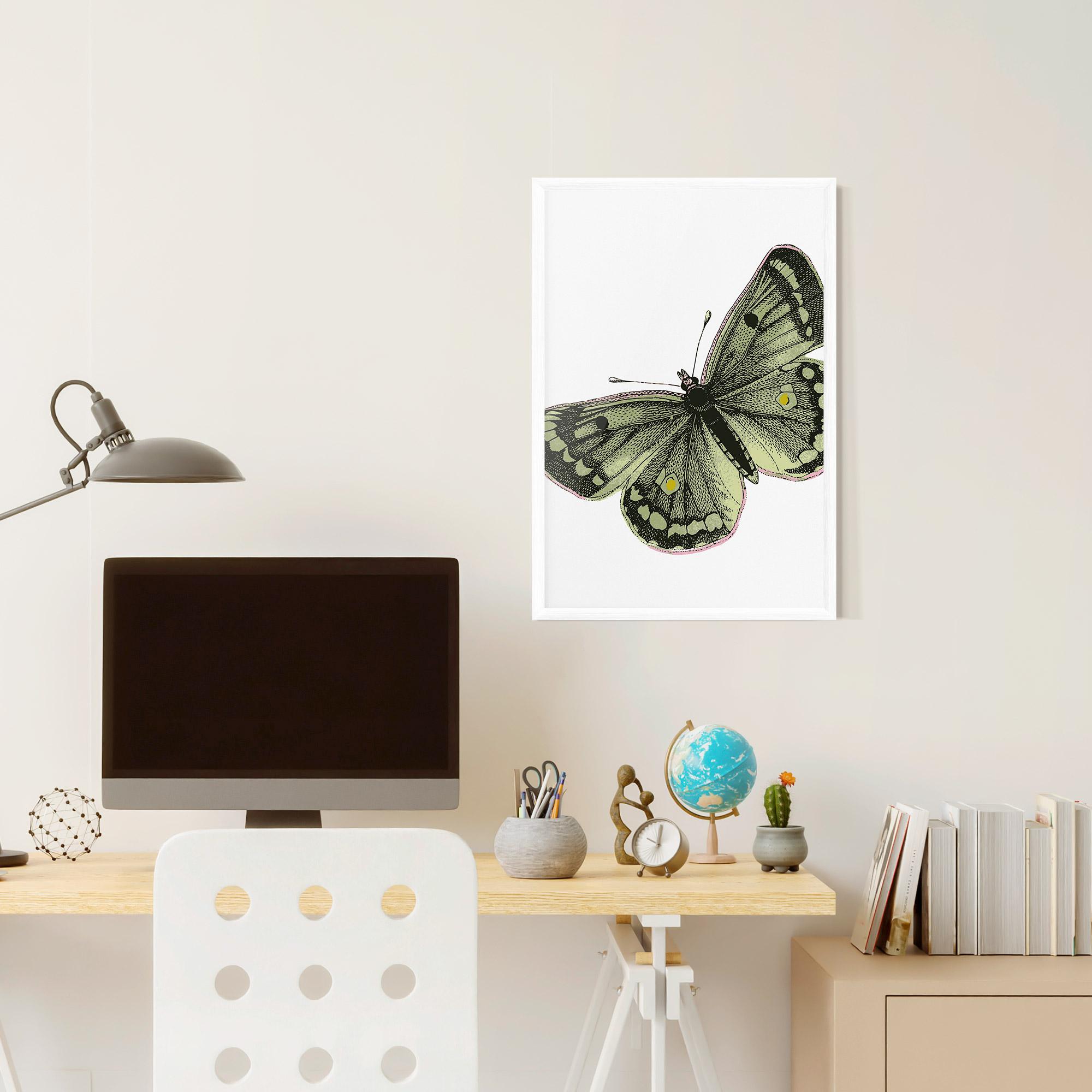 Plakat w Ramie Grey Yellow Butterfly mockup 6