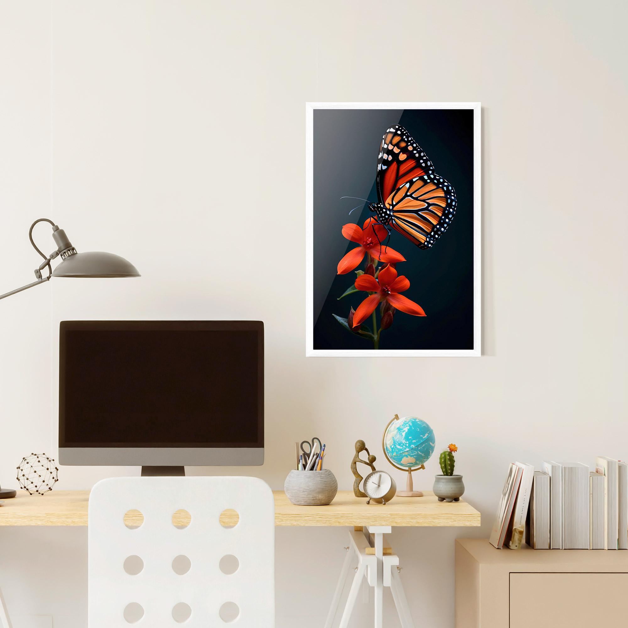 Plakat w Ramie Red Flower Butterfly mockup 6