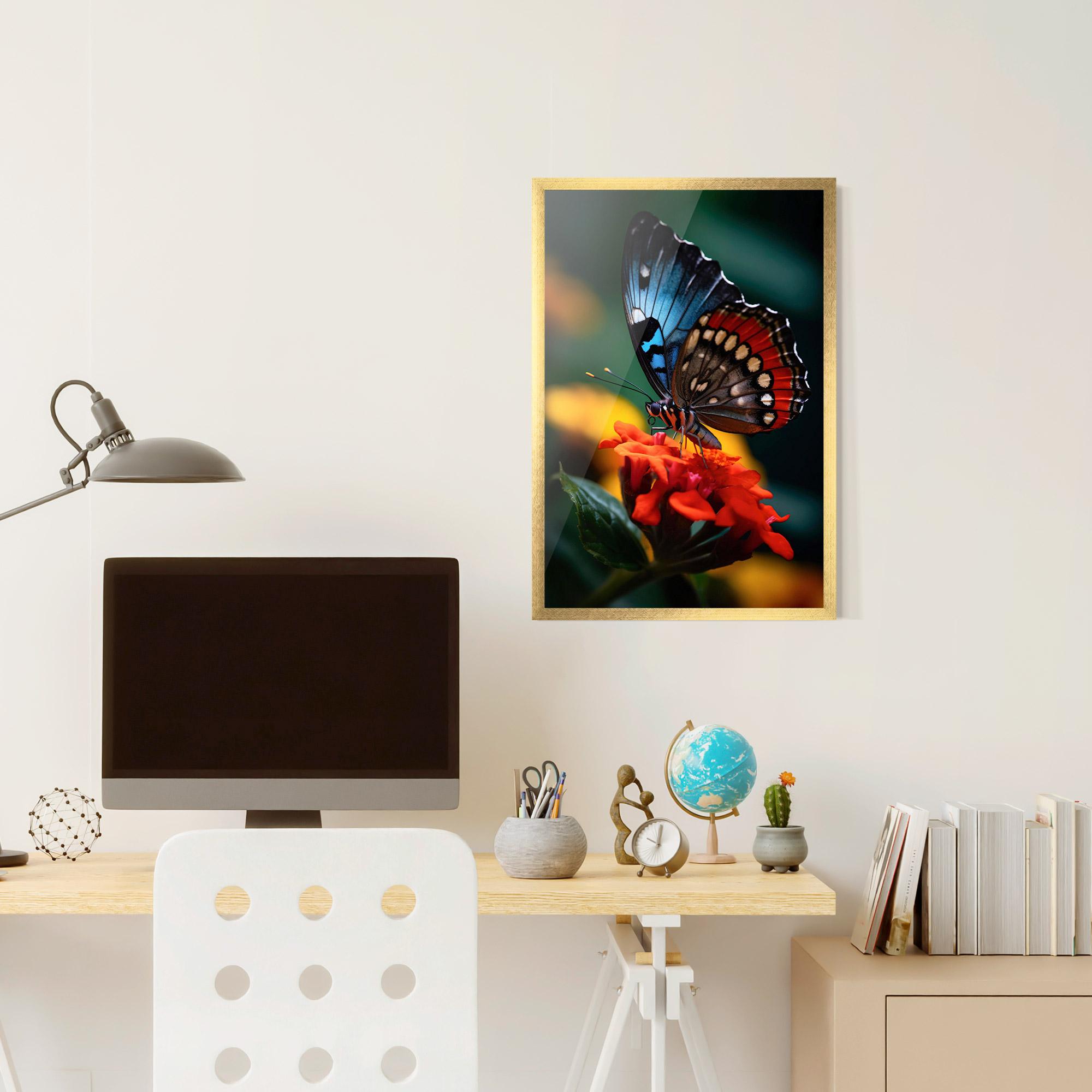Plakat w Ramie Blue Red Butterfly mockup 6