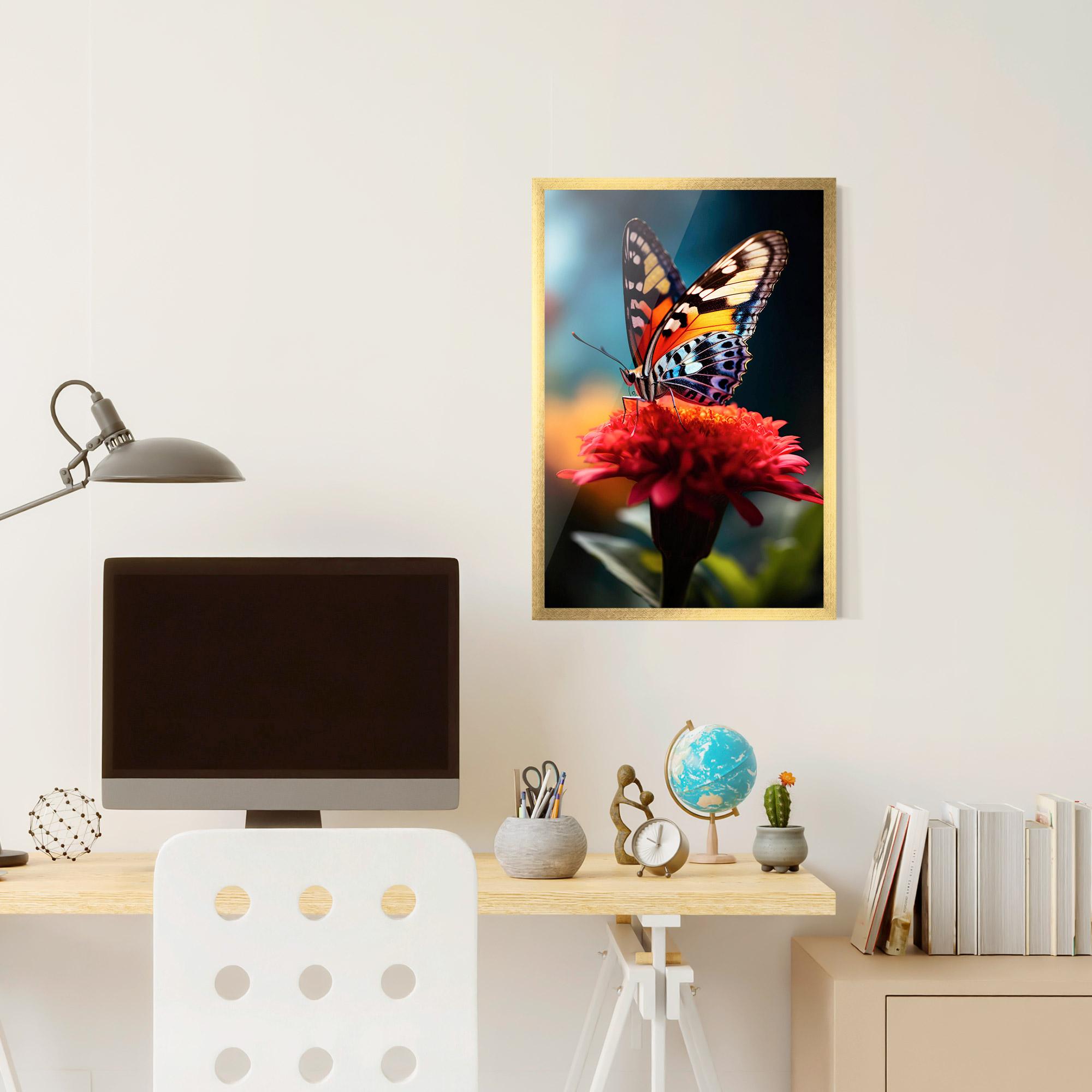 Plakat w Ramie Blue Yellow Butterfly mockup 6