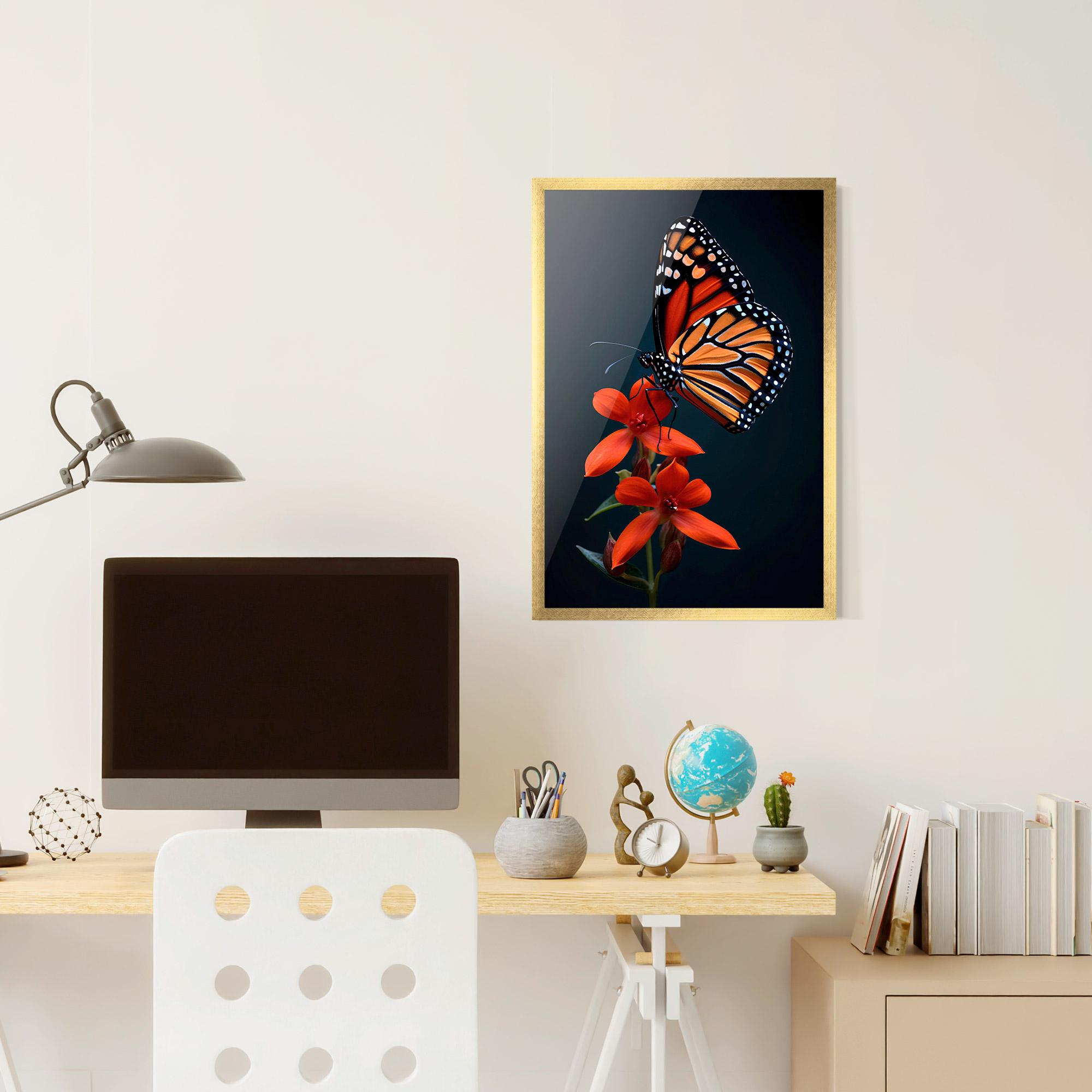 Plakat w Ramie Red Flower Butterfly mockup 6