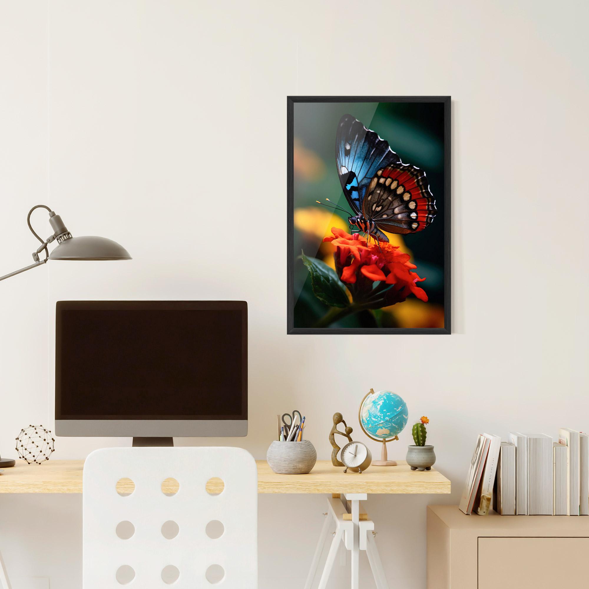 Plakat w Ramie Blue Red Butterfly mockup 6