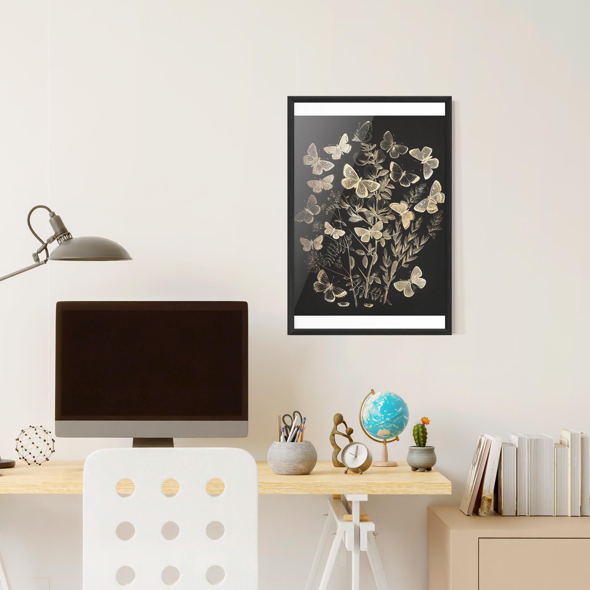 Plakat w Ramie Grey Butterflies mockup 6