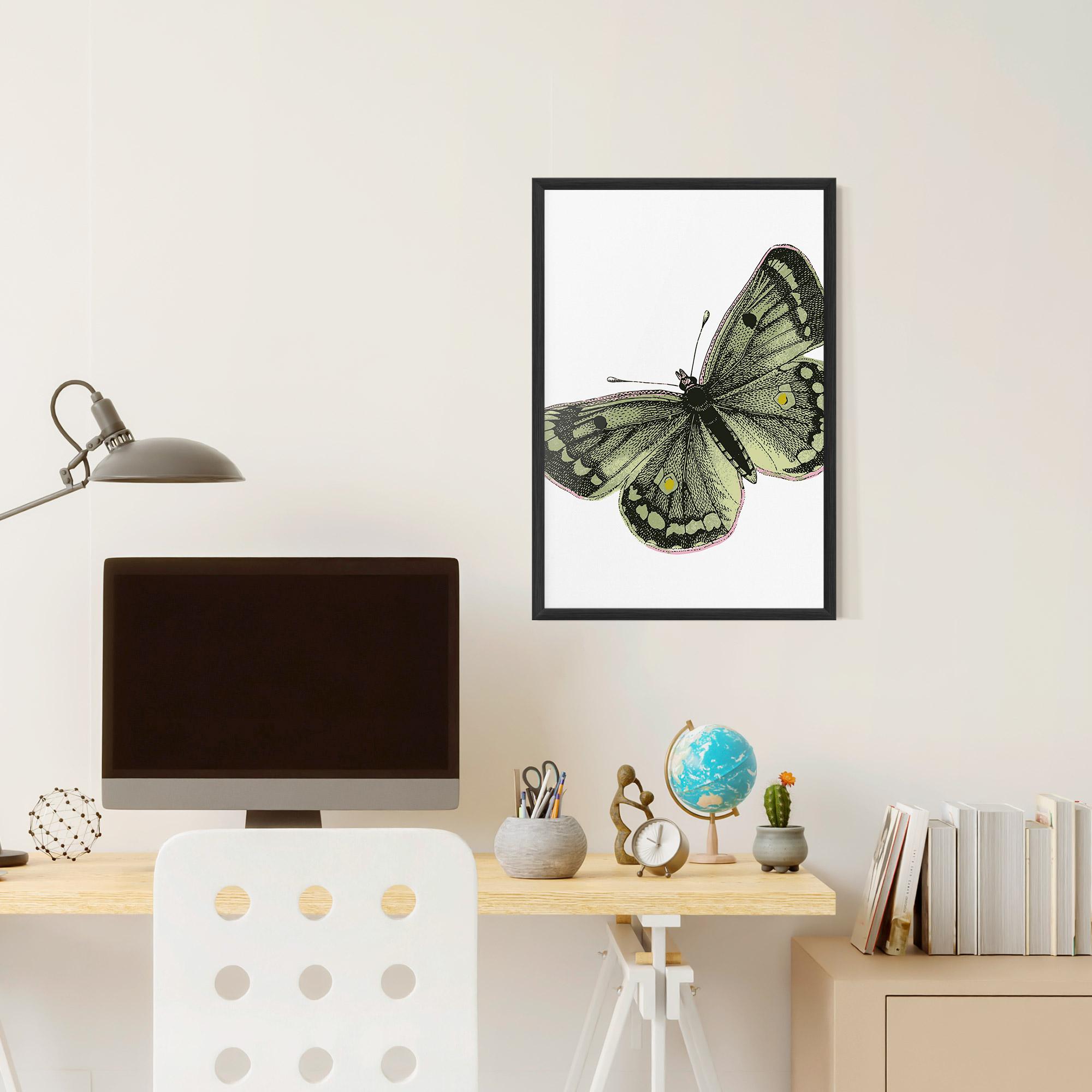 Plakat w Ramie Grey Yellow Butterfly mockup 6